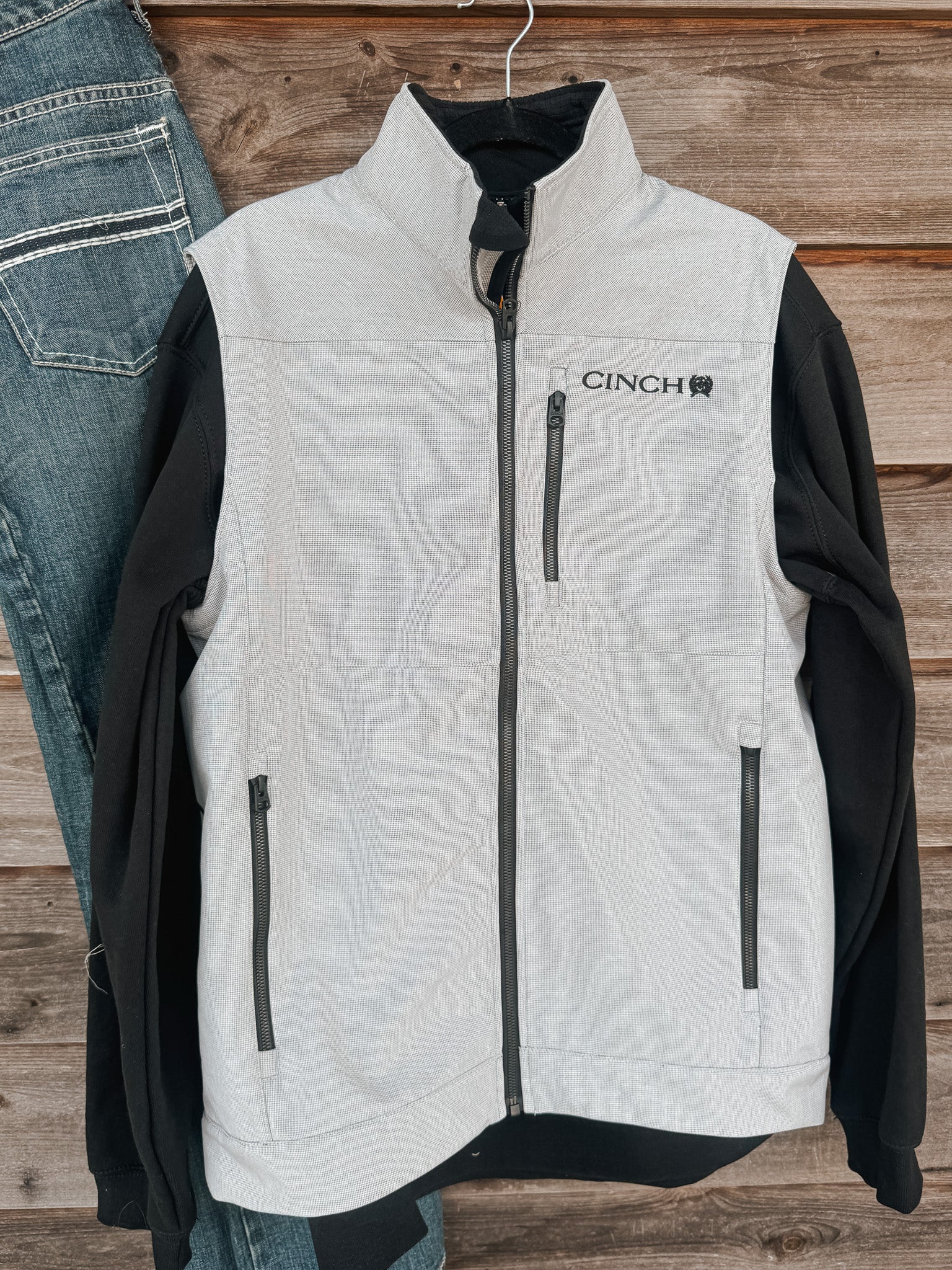 Men's Cinch Bonded Solid Grey Softshell Vest