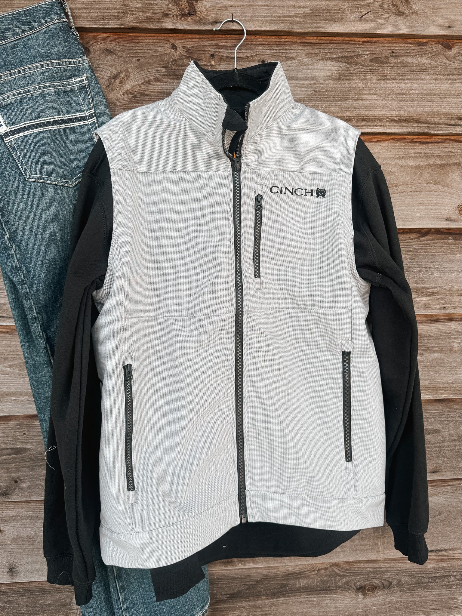 Men's Cinch Bonded Solid Grey Softshell Vest