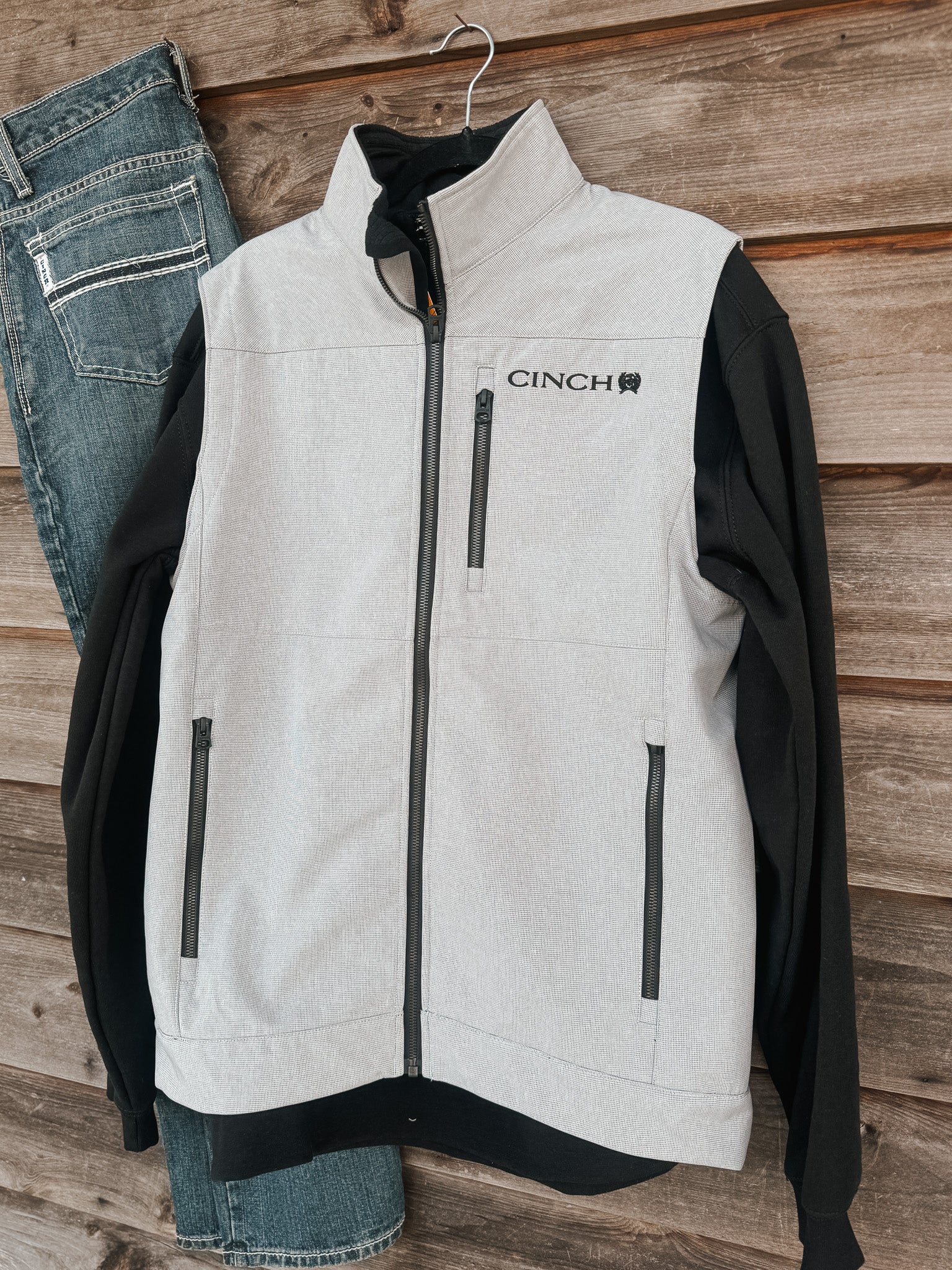 Men's Cinch Bonded Solid Grey Softshell Vest
