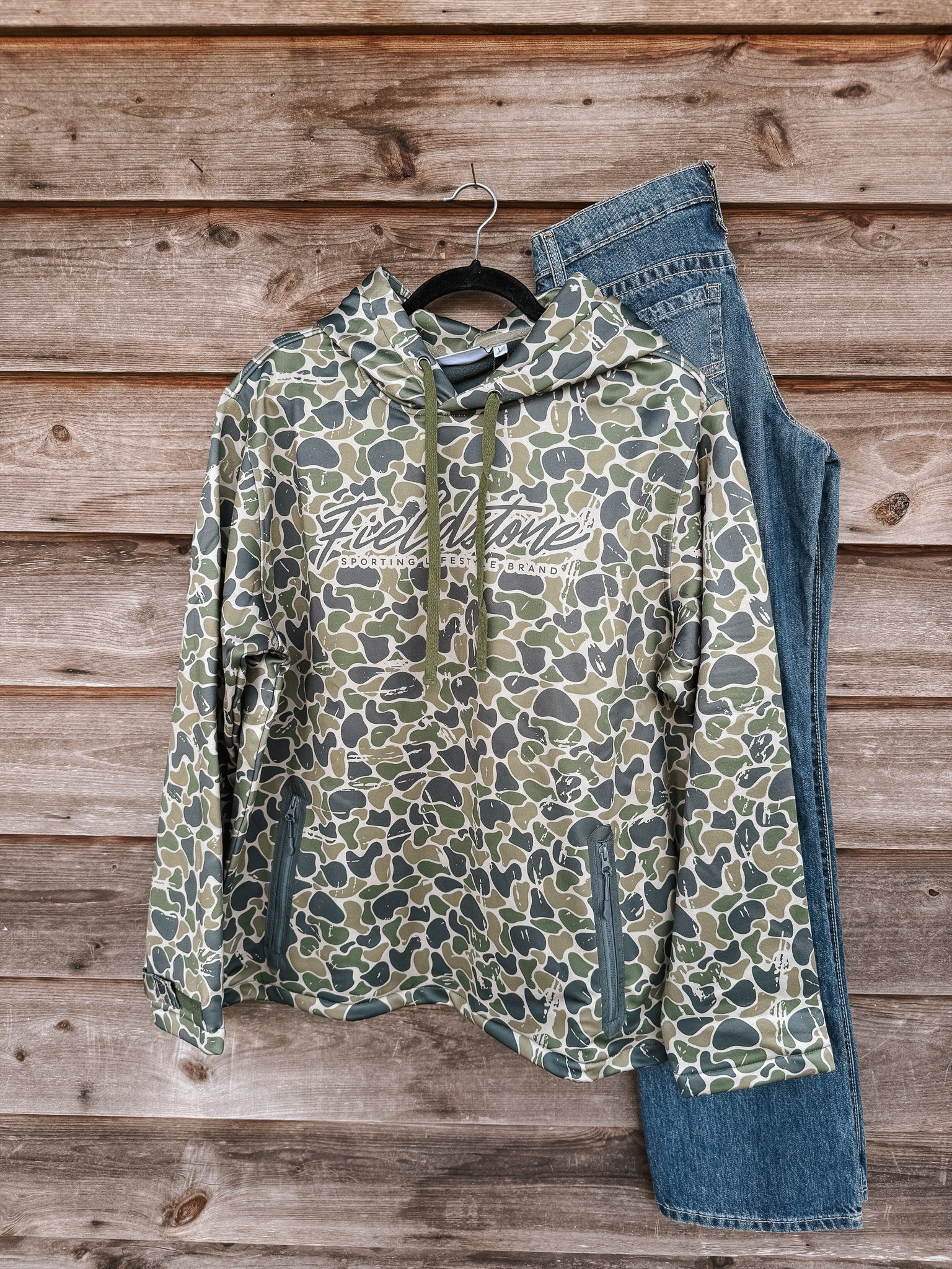 Men's Fieldstone Backwoods Script Camo Hoodie