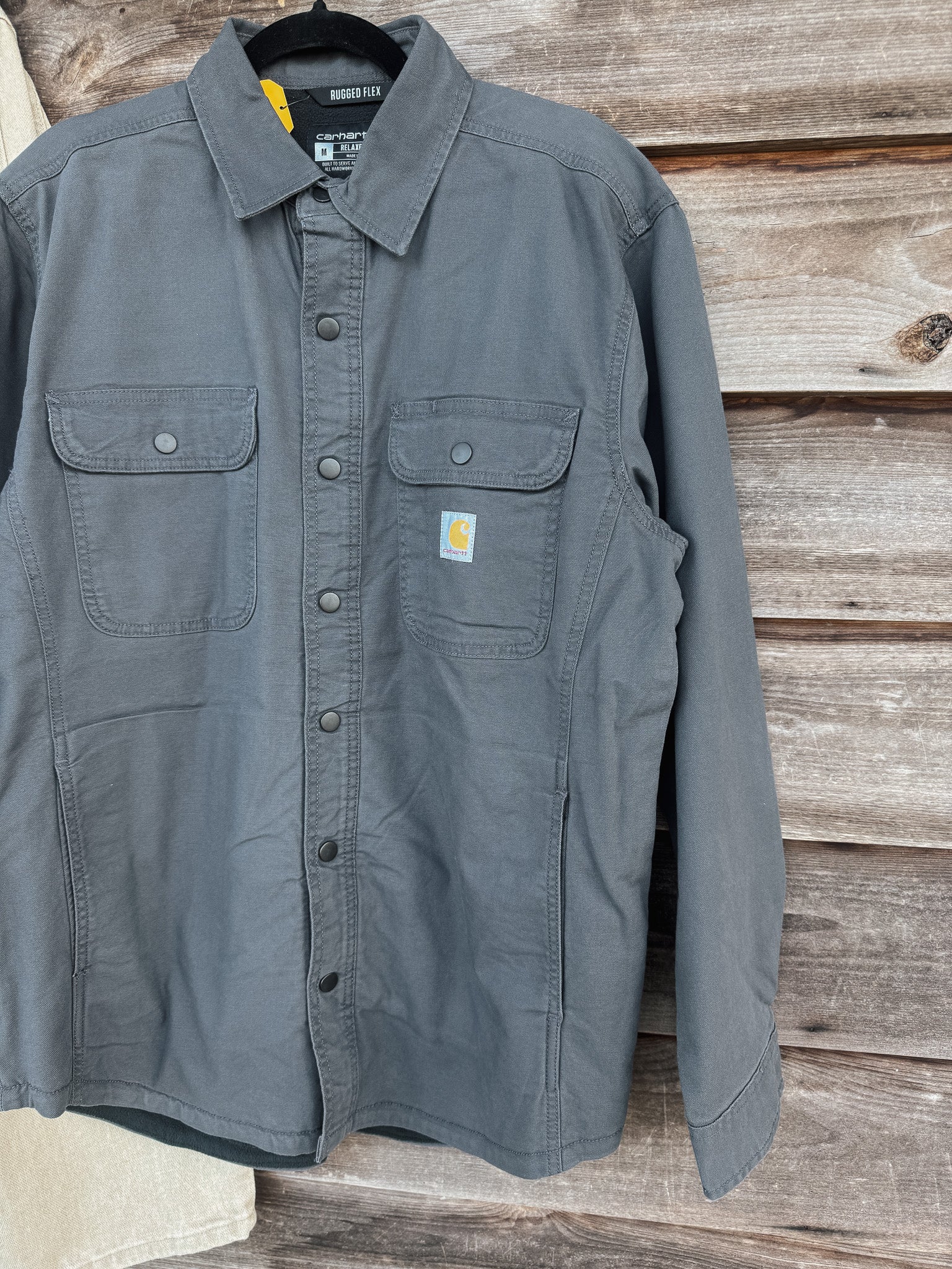 Chaqueta estilo camisa Carhartt Rugged Flex de lona con ajuste relajado y forro polar para hombre 