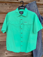 Men's Cinch Ripstop Solid Button-Down Western Shirt in Turquoise