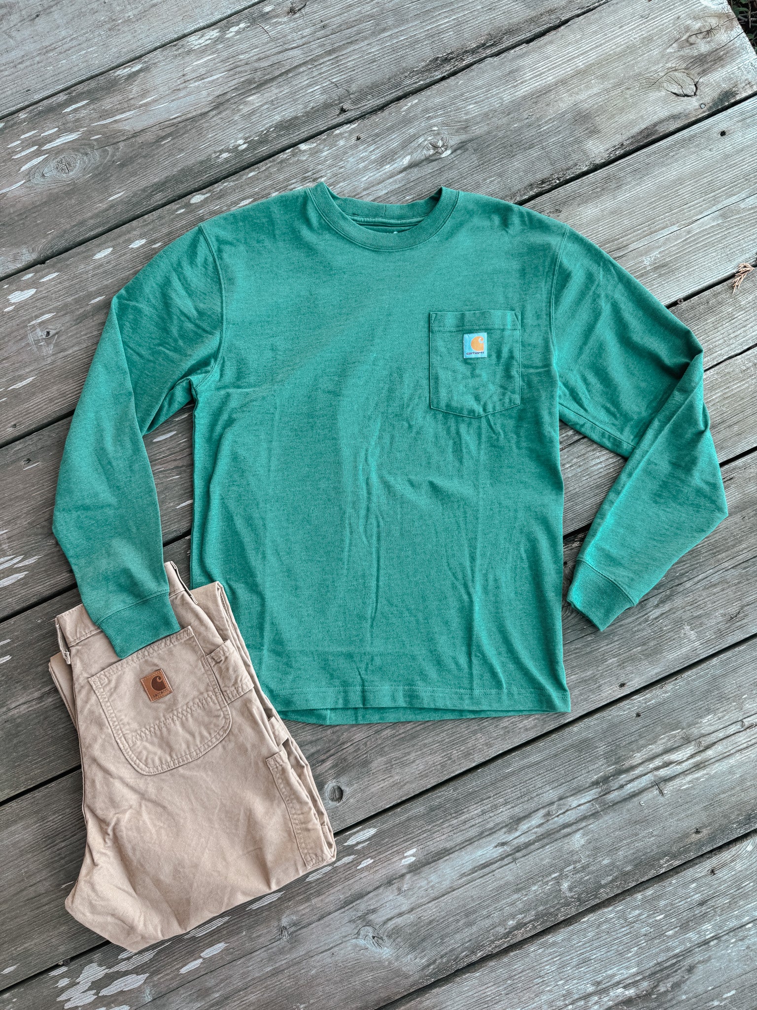 Carhartt Loose Fit Heavyweight Long-Sleeve Pocket T-Shirt in North Woods