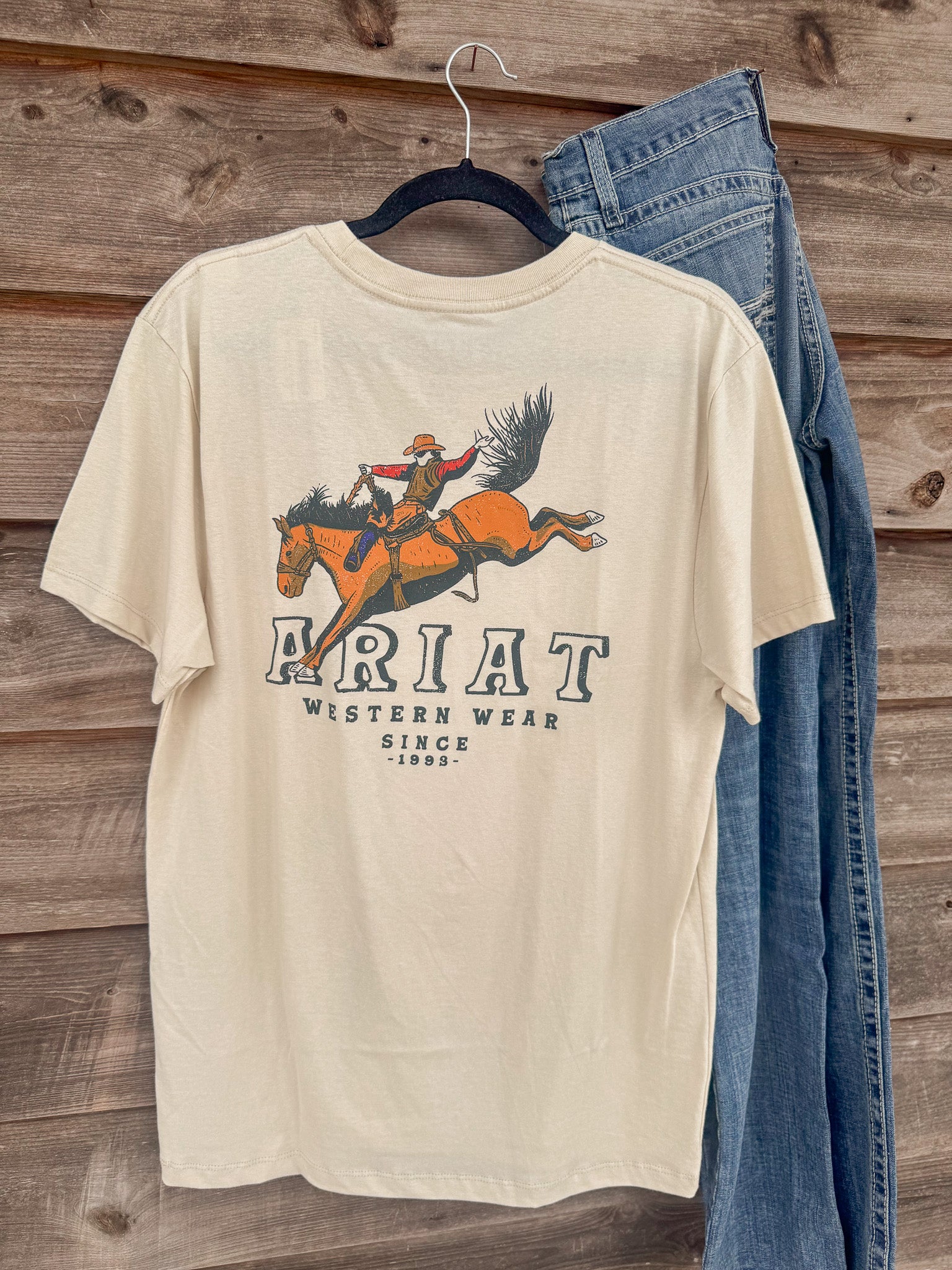 Men's Ariat Bronc Ridin Heritage Beige T-Shirt
