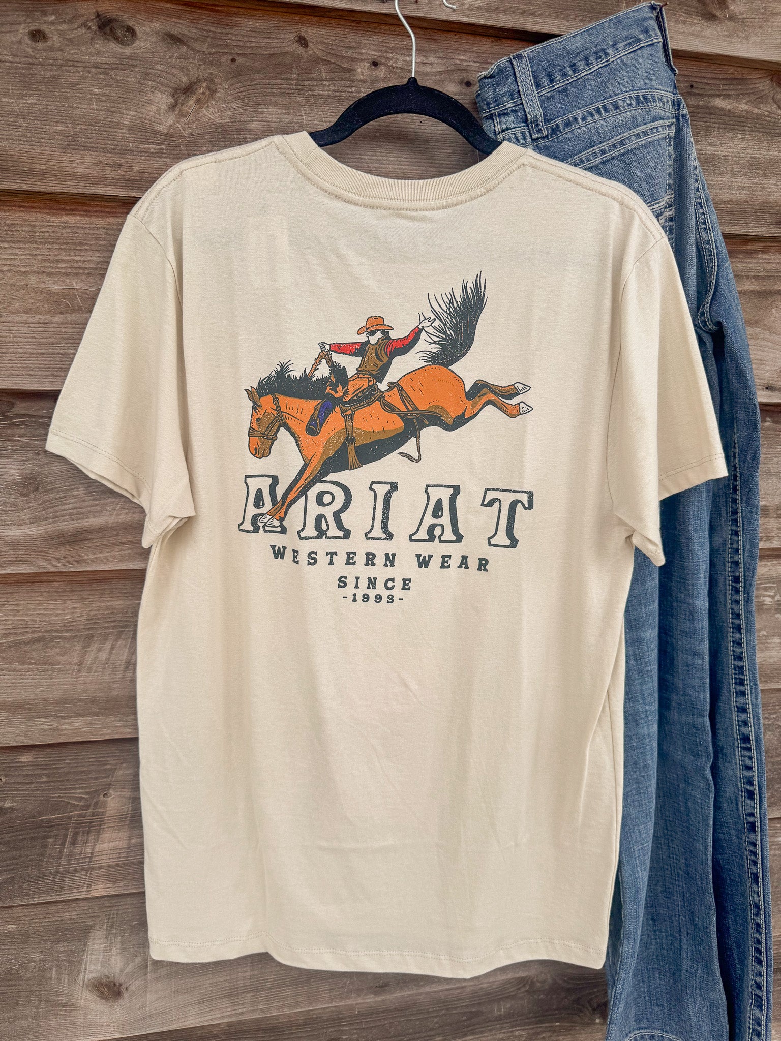 Men's Ariat Bronc Ridin Heritage Beige T-Shirt