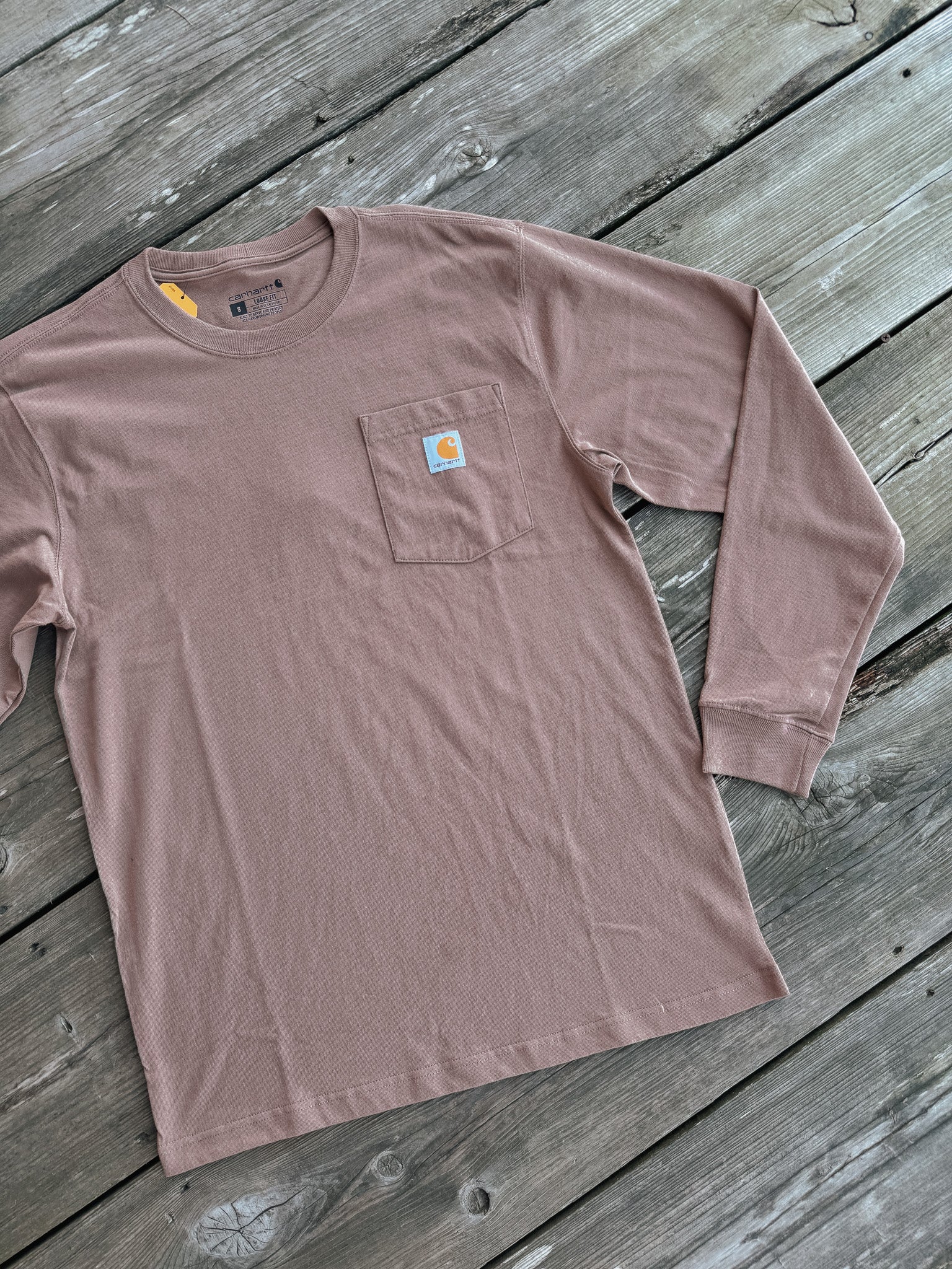 Carhartt Loose Fit Heavyweight Long-Sleeve Pocket T-Shirt in Soft Sepia