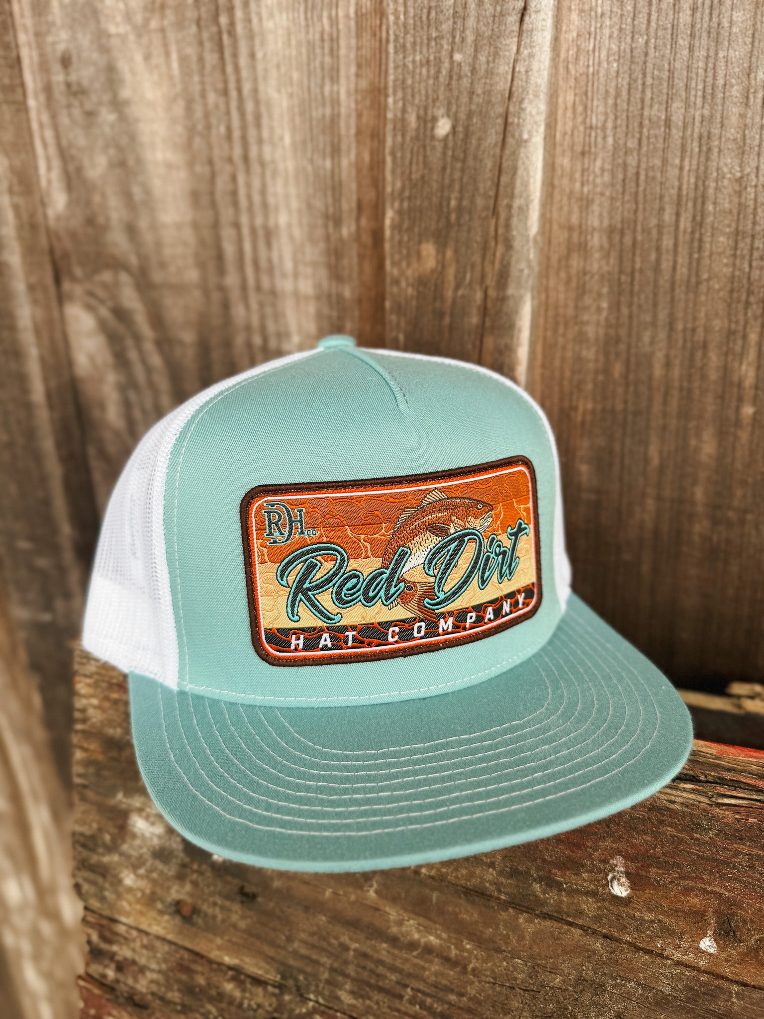 Men's Red Dirt Hat Co. Turquoise/White Cap