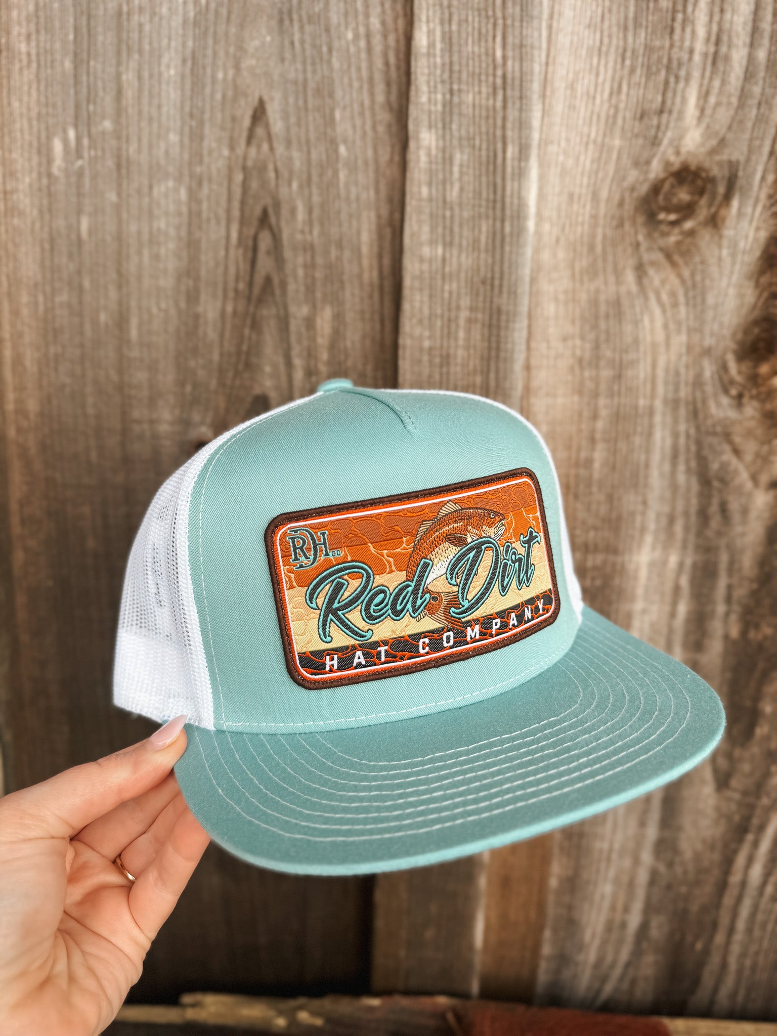 Men's Red Dirt Hat Co. Turquoise/White Cap