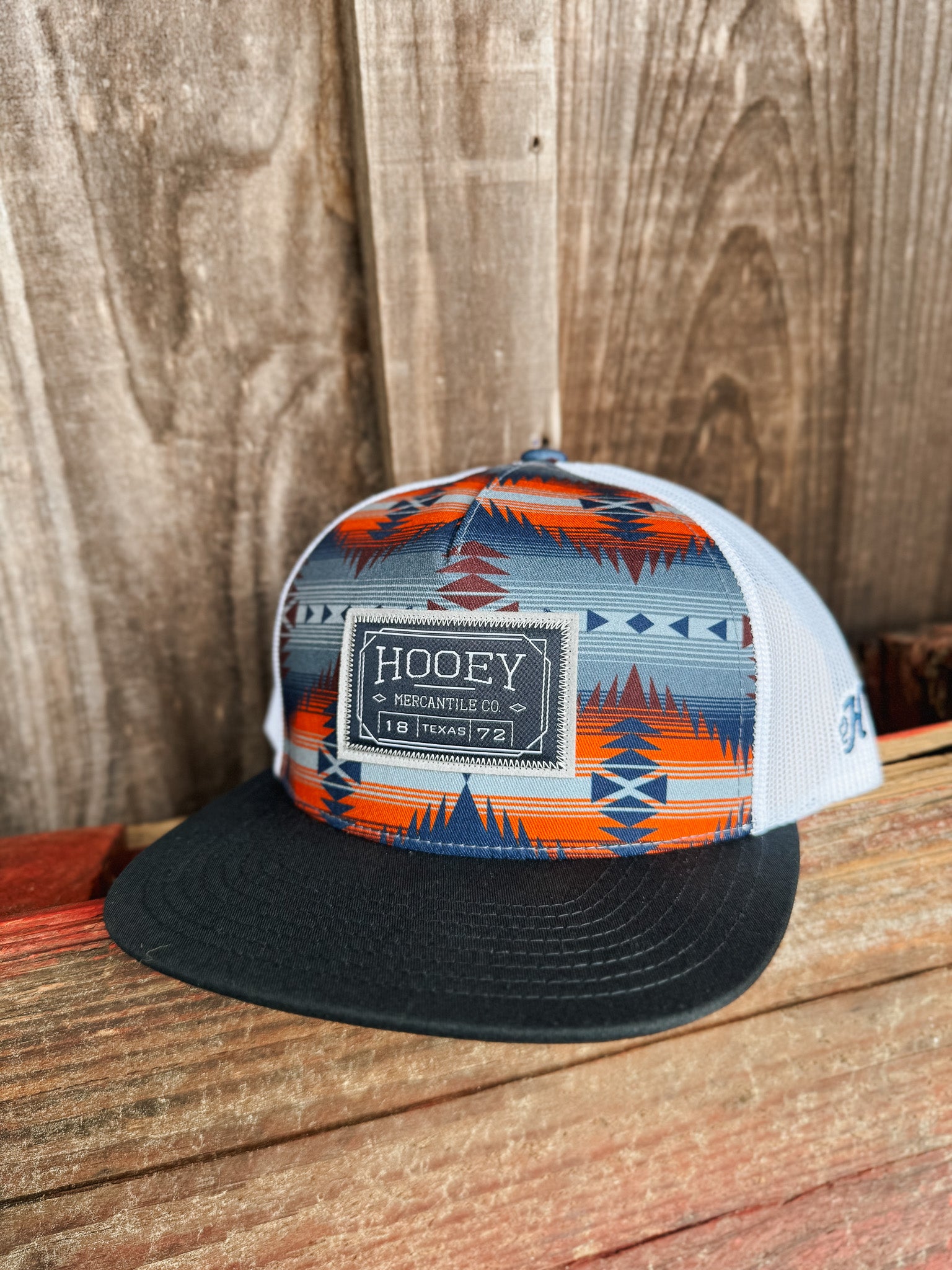 Hooey "Doc" Navy/White Aztec w/Rectangle Patch Cap