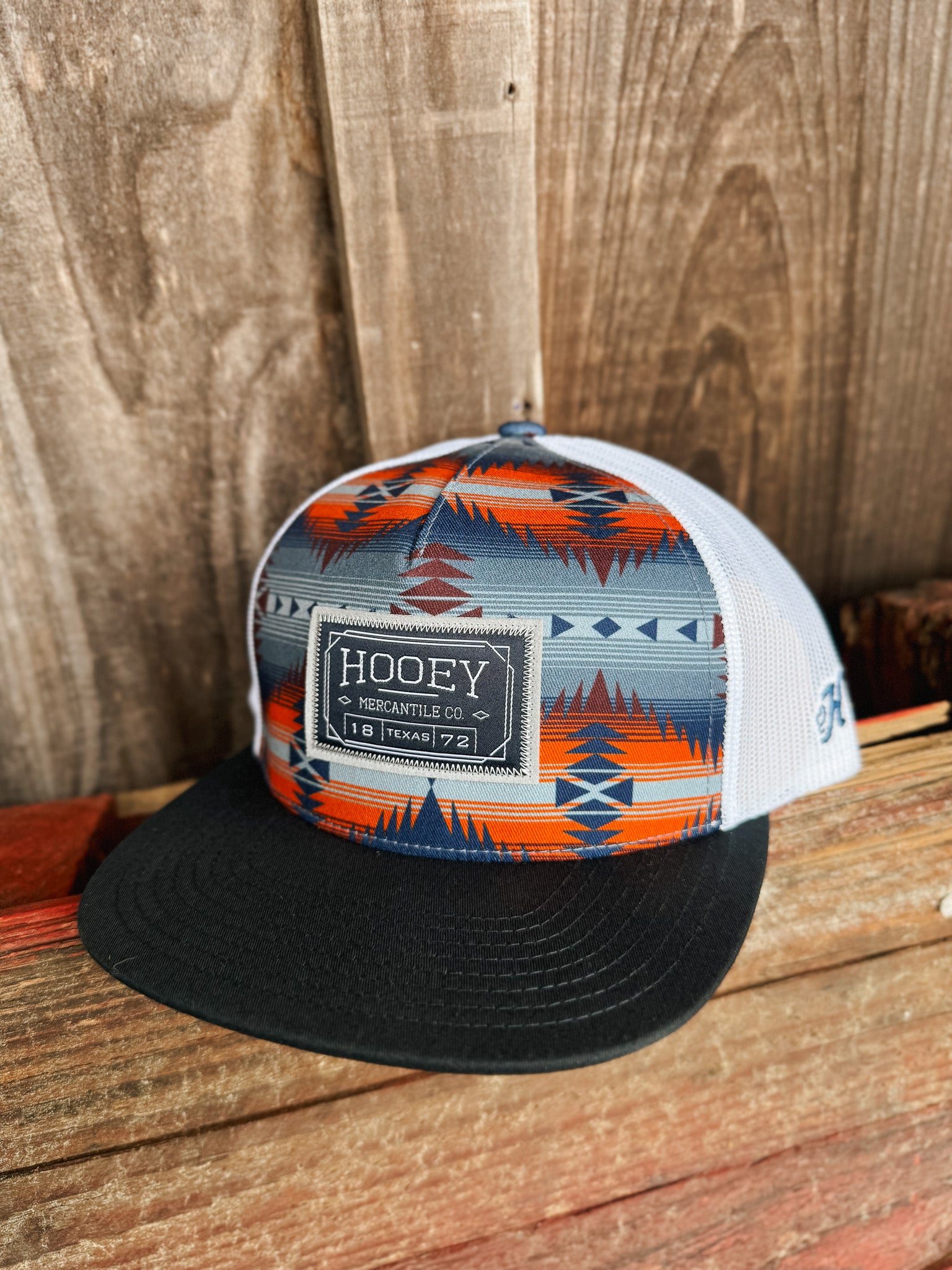 Hooey "Doc" Navy/White Aztec w/Rectangle Patch Cap