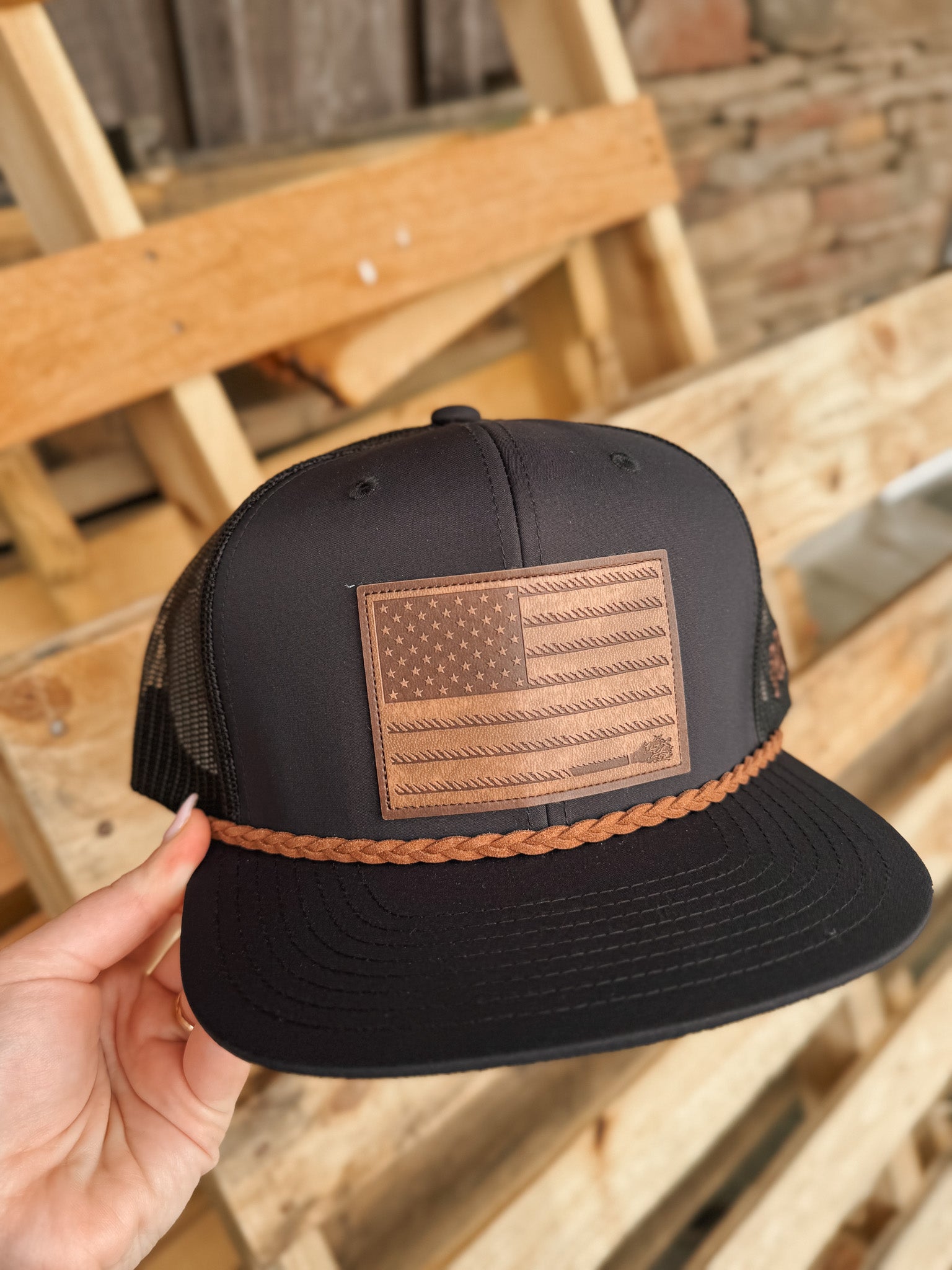 Hooey "Liberty Roper" Black w/Leather Patch Cap