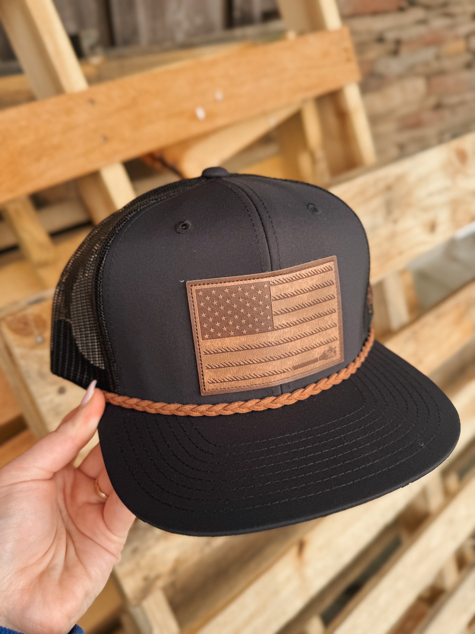 Hooey "Liberty Roper" Black w/Leather Patch Cap