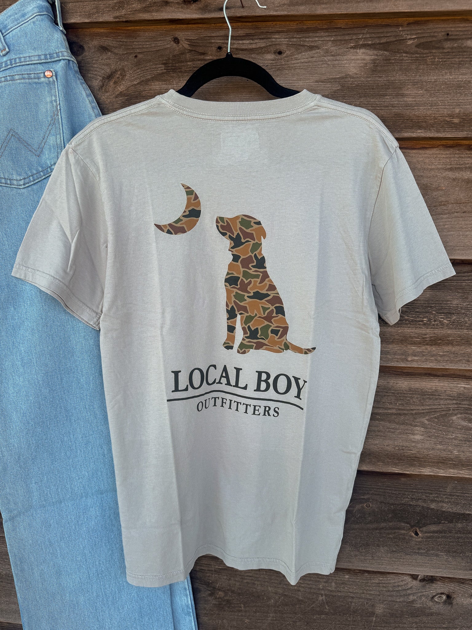 Men's Local Boy Duck Camo Dog & Moon T-Shirt in Silver