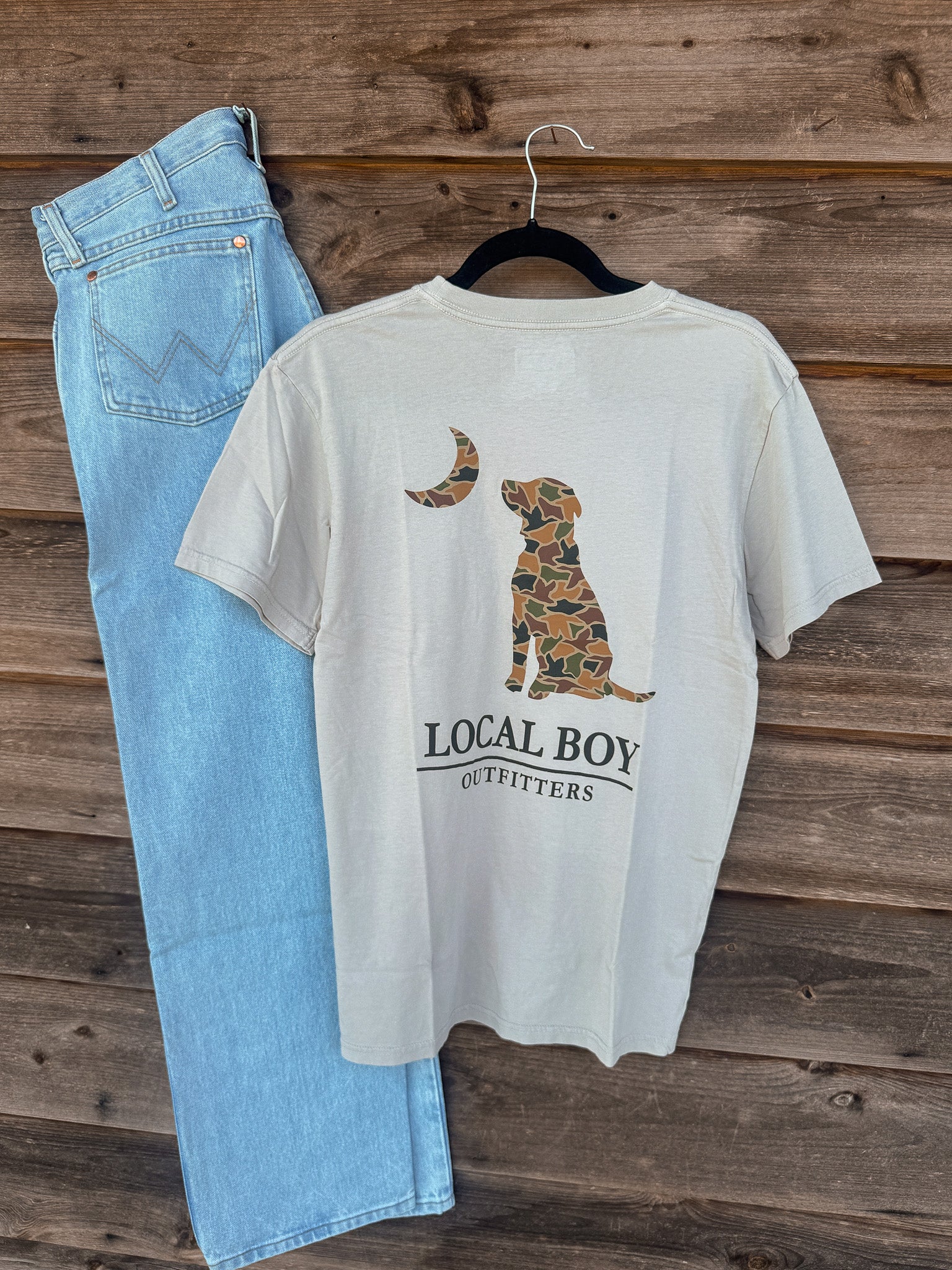 Men's Local Boy Duck Camo Dog & Moon T-Shirt in Silver