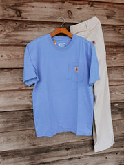 Carhartt Men's Iconic K87 Loose Fit Pocket T-Shirt in Tranquil Blue