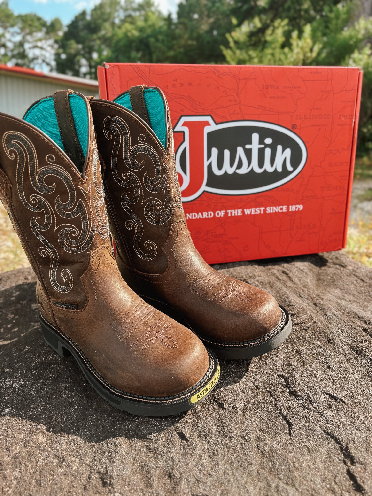 Justin BOTA DE TRABAJO IMPERMEABLE TASHA DE 11" CON PUNTA DE ACERO para mujer