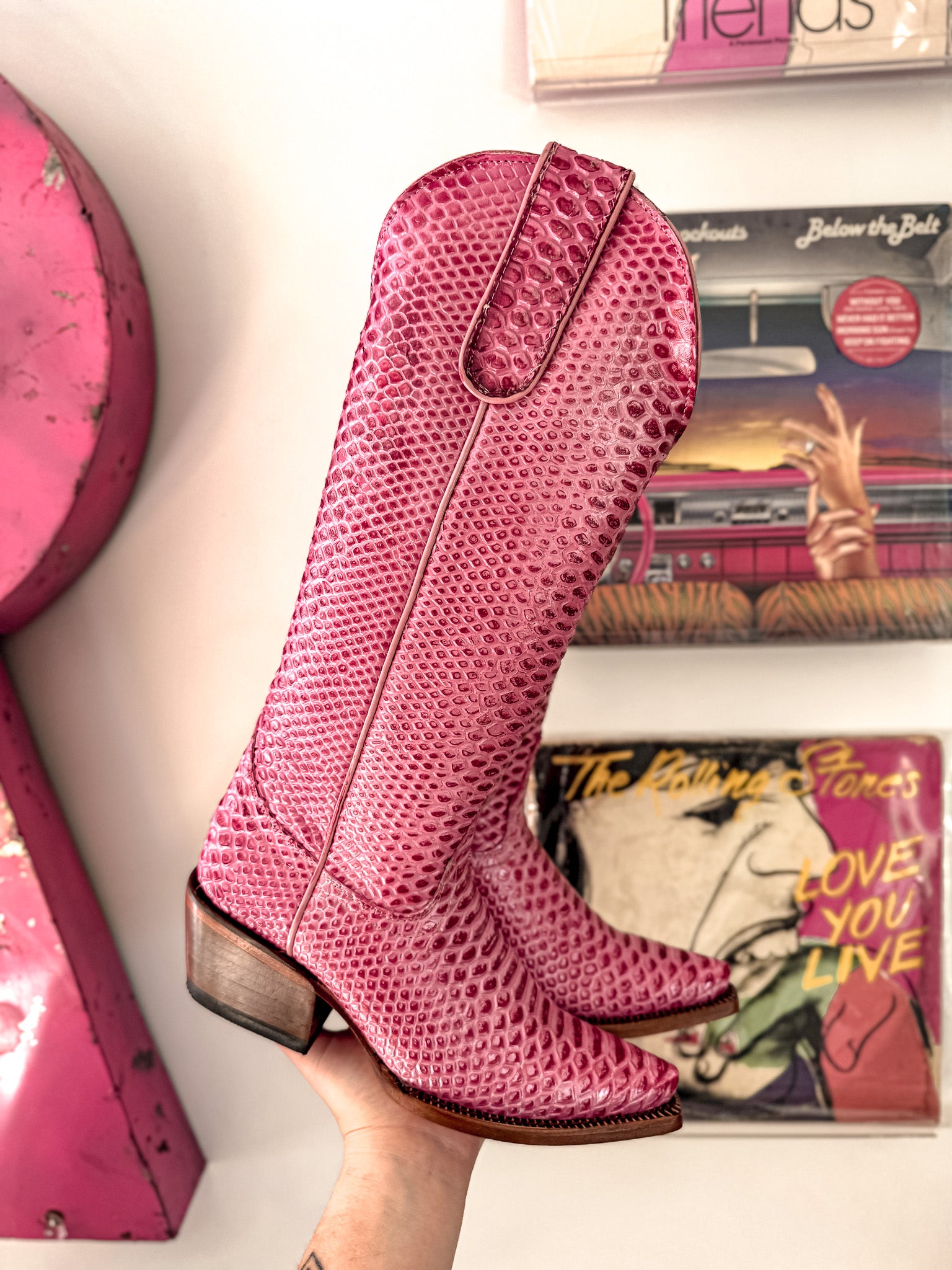 Women's Tanner Mark Pink Python Boots