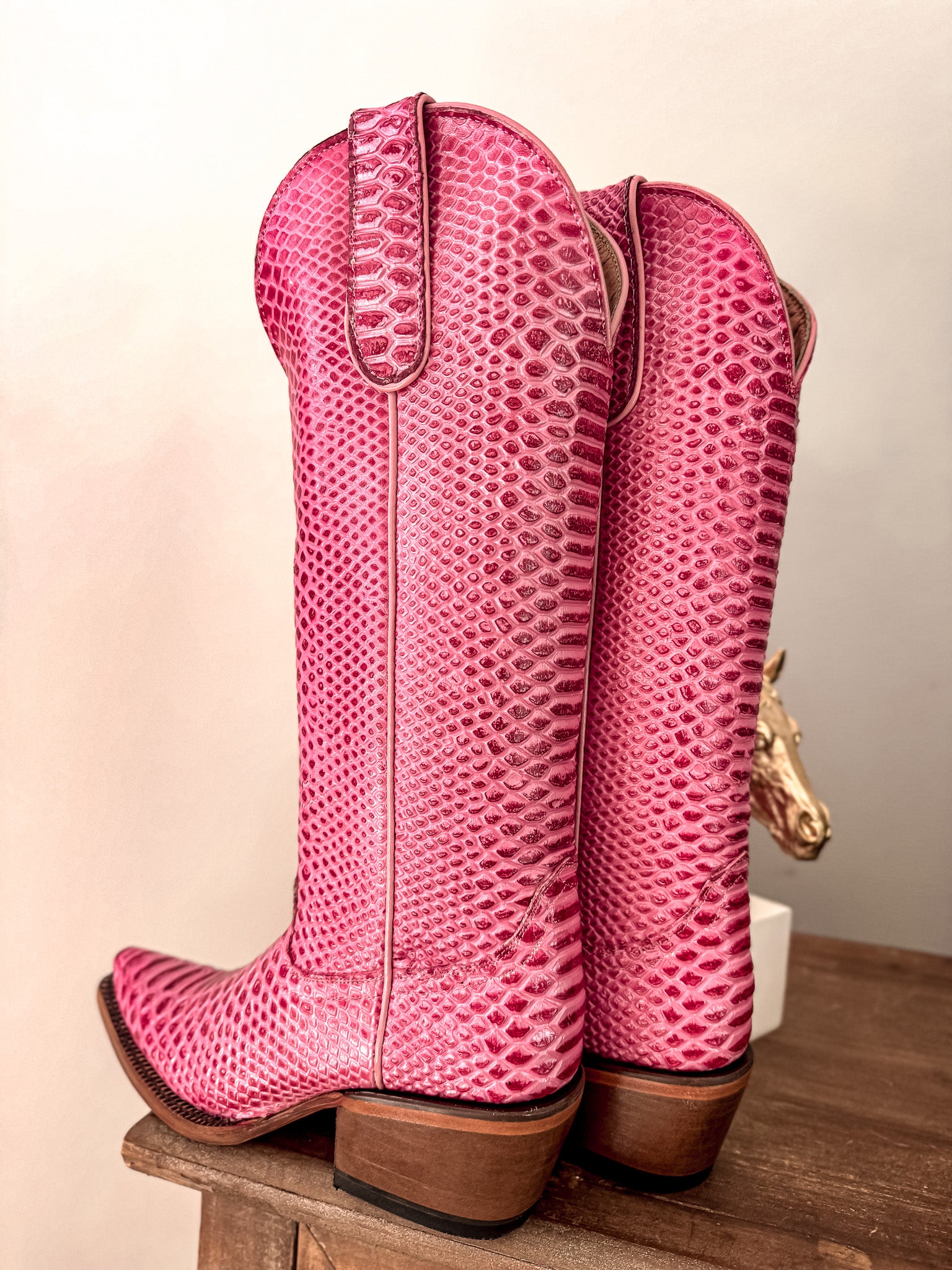 Women's Tanner Mark Pink Python Boots