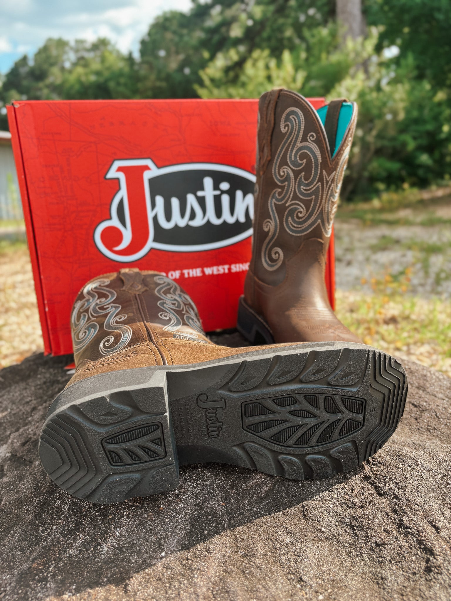 Justin BOTA DE TRABAJO IMPERMEABLE TASHA DE 11" CON PUNTA DE ACERO para mujer