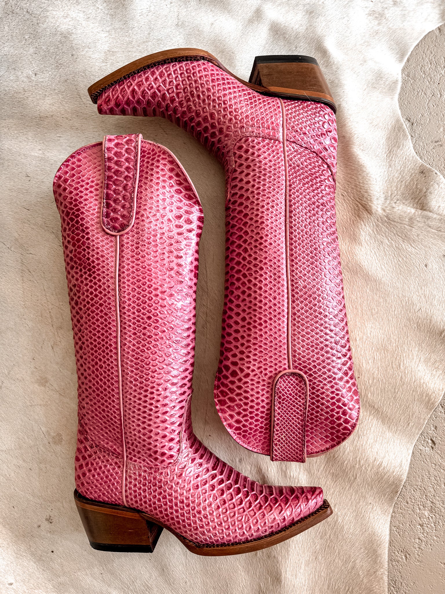 Women's Tanner Mark Pink Python Boots