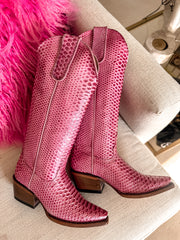 Women's Tanner Mark Pink Python Boots