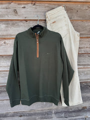 Coastal Cotton | Men's French Terry Quarter-Zip Pullover in Green