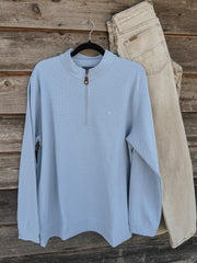 Coastal Cotton | Men's Harbor Double Face Quarter Zip in Blue Fog
