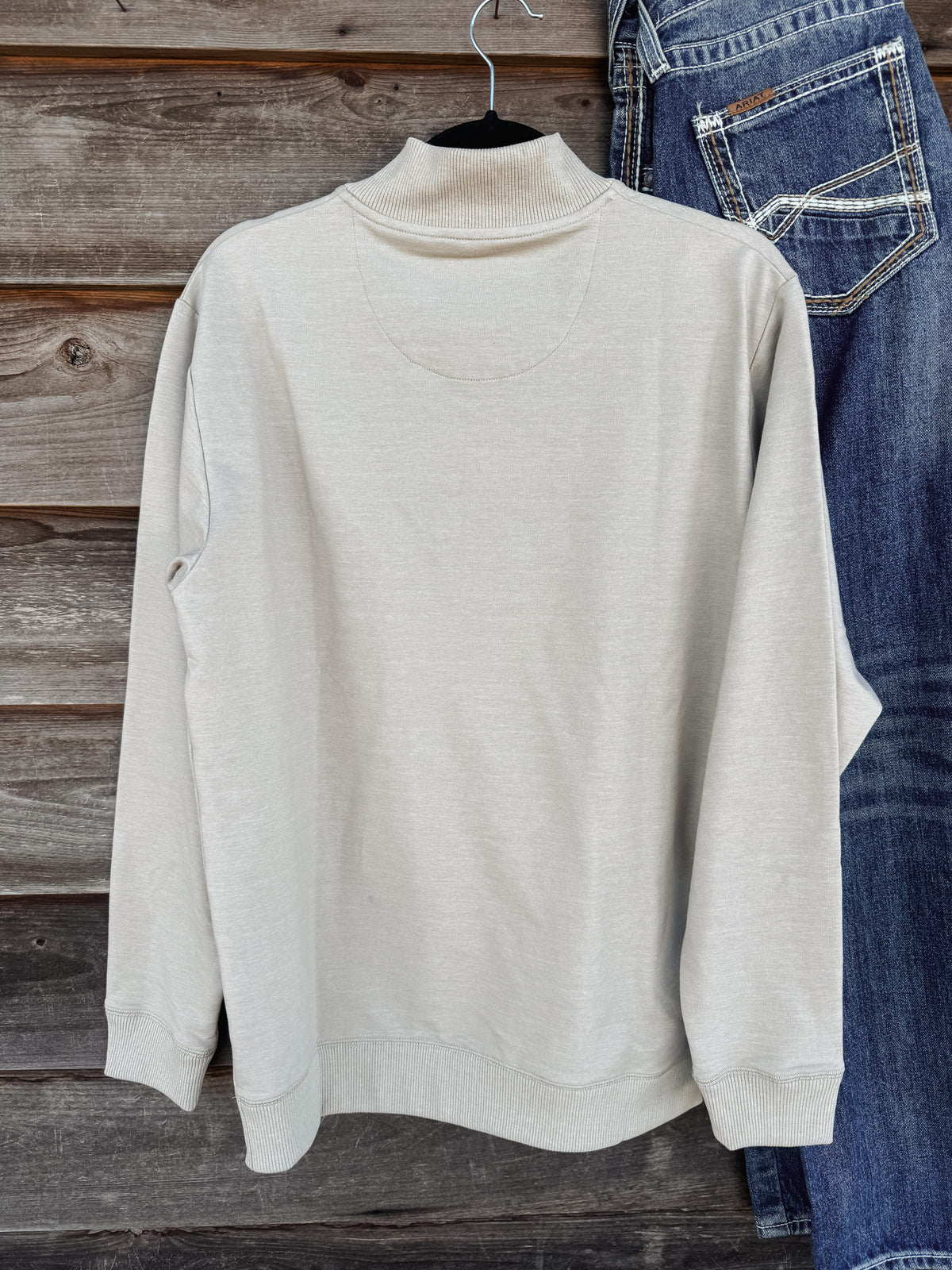 Coastal Cotton | Men's French Terry Quarter-Zip Pullover in Beige