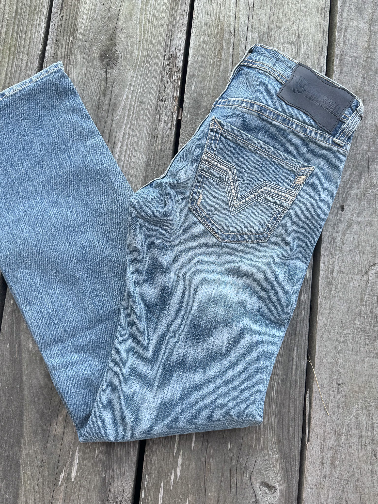 Rock & Roll Denim Men's Pistol Vintage Medium Wash Straight Jeans