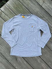 Carhartt Force® Relaxed Fit Long-Sleeve Pocket T-Shirt in Heather Grey