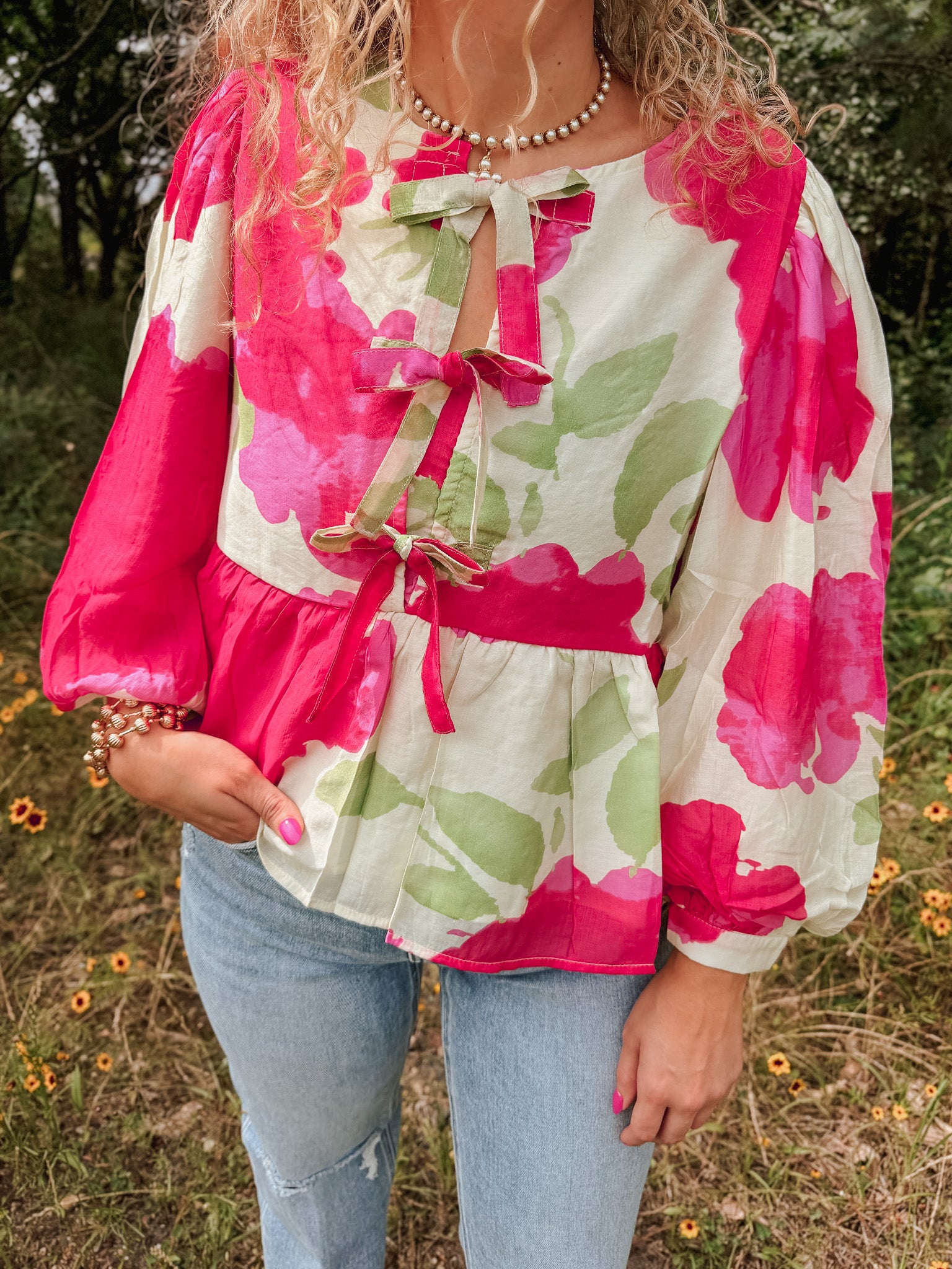 Sweet Reminder Floral Tie Top