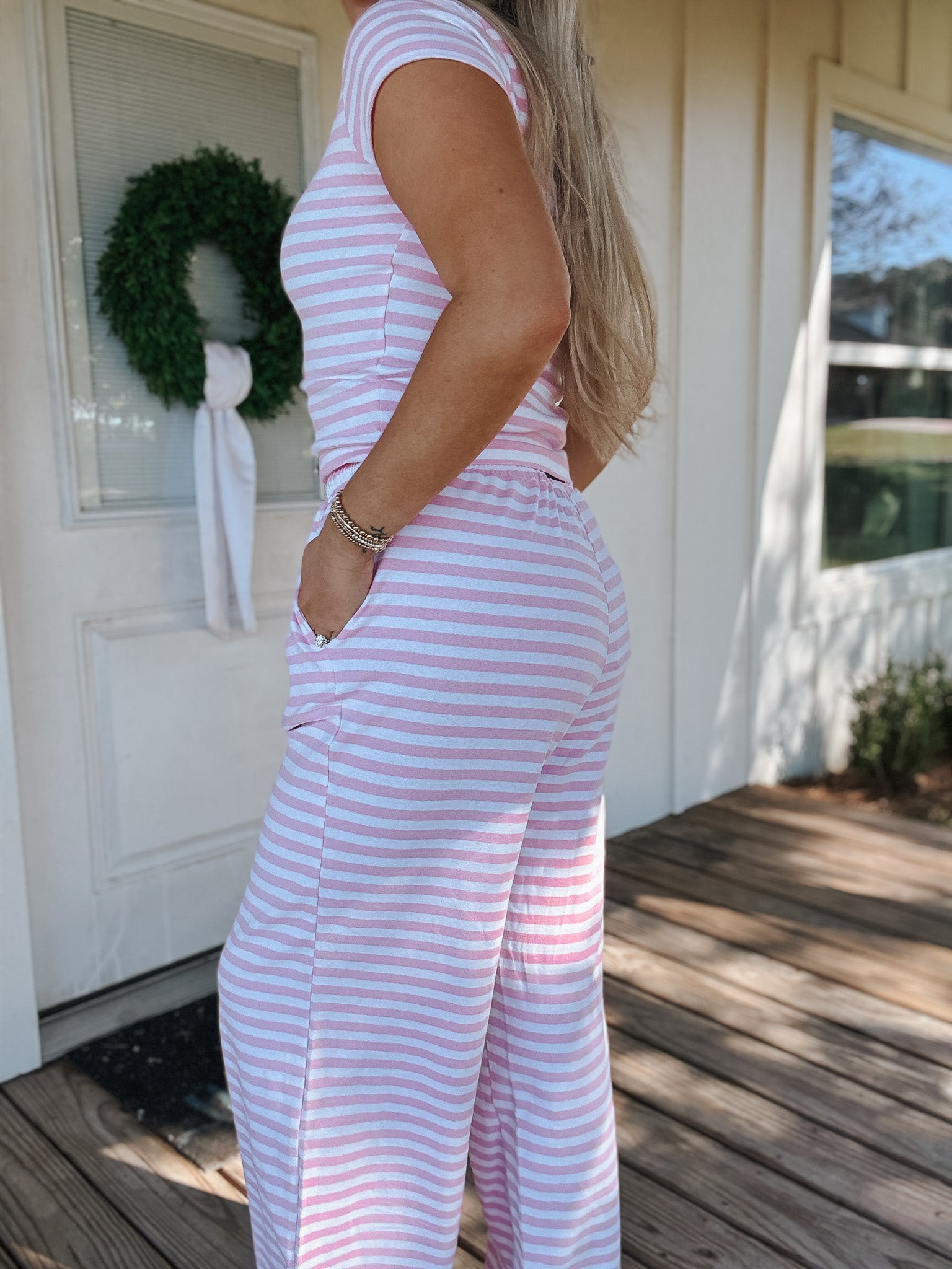 Lulu Mac Stripe Society Pants in Light Pink