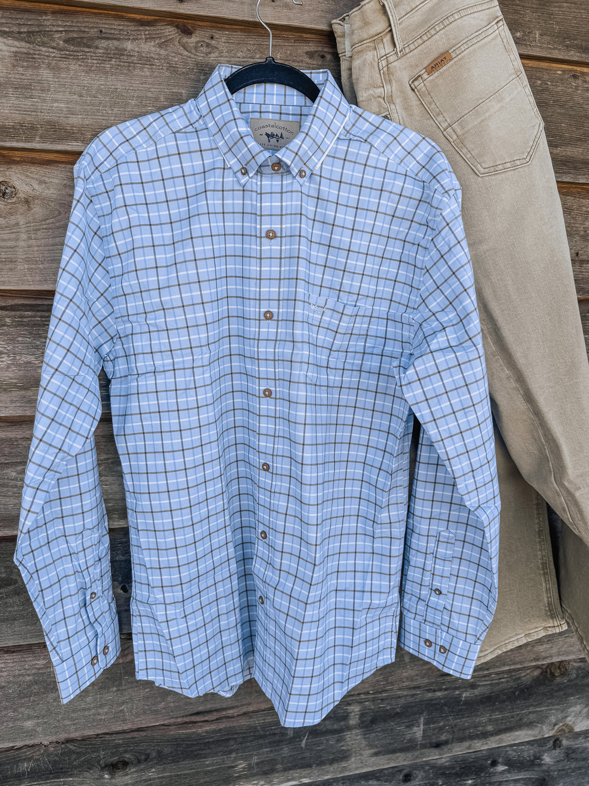 Coastal Cotton | Men's Woven Sport Shirt in Bay Blue