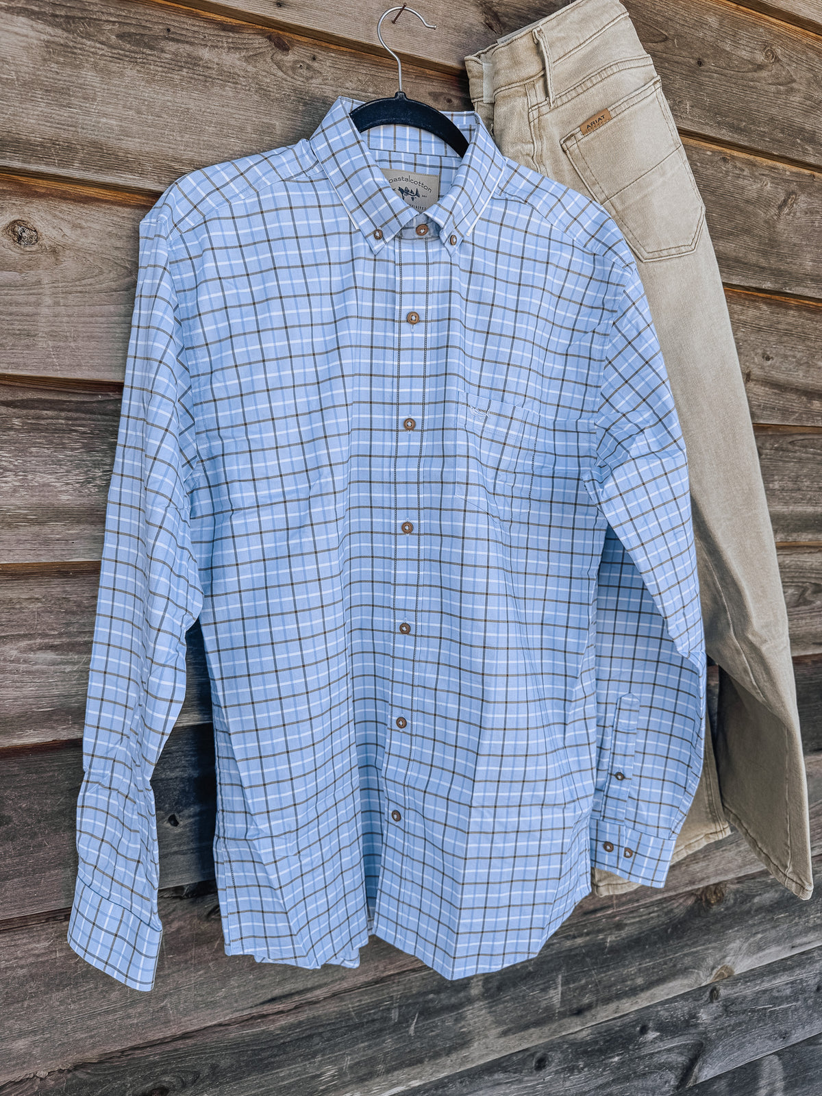 Coastal Cotton | Men's Woven Sport Shirt in Bay Blue