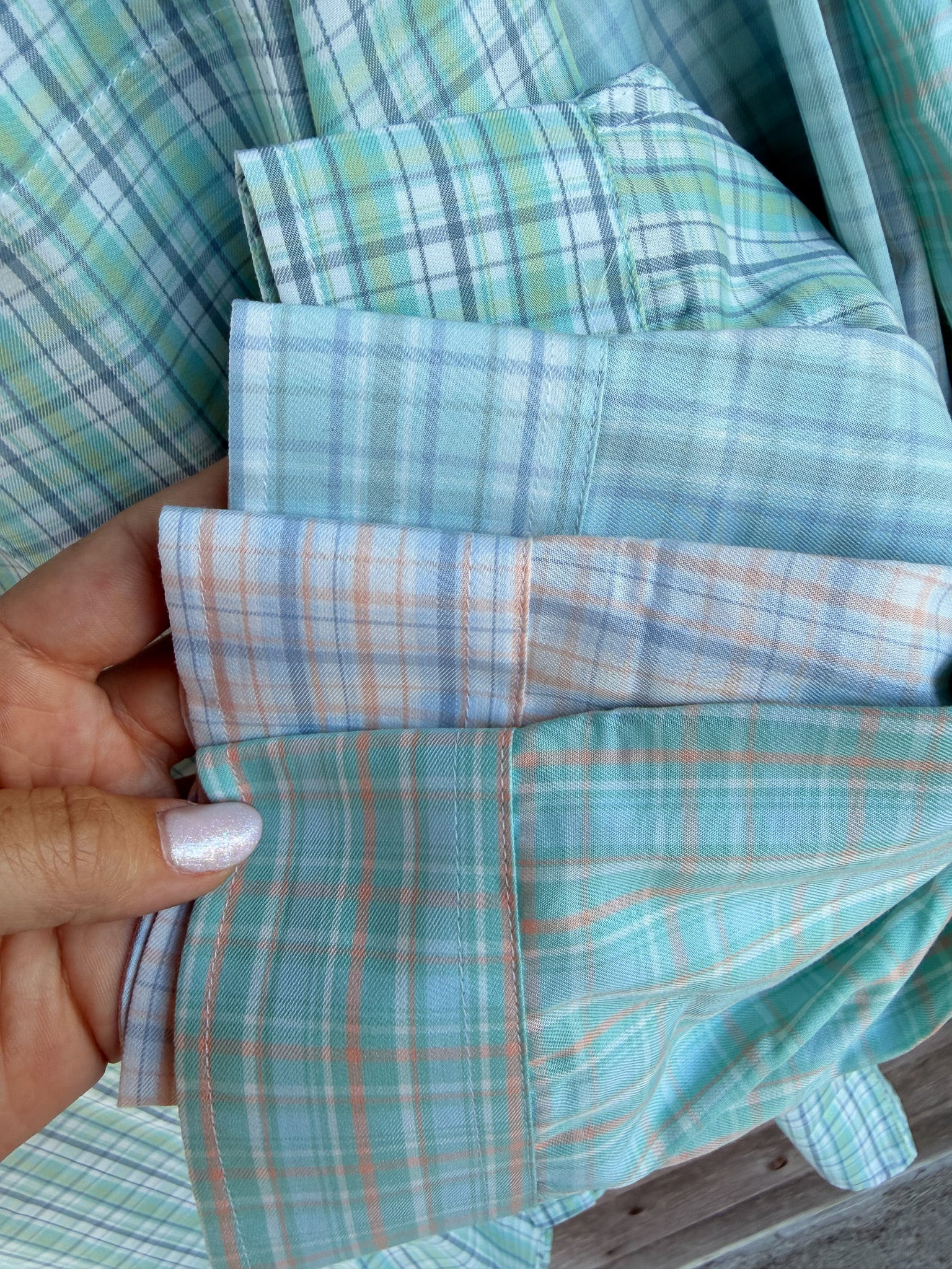 Local Boy Lee Dress Shirt in Light Blue & Salmon