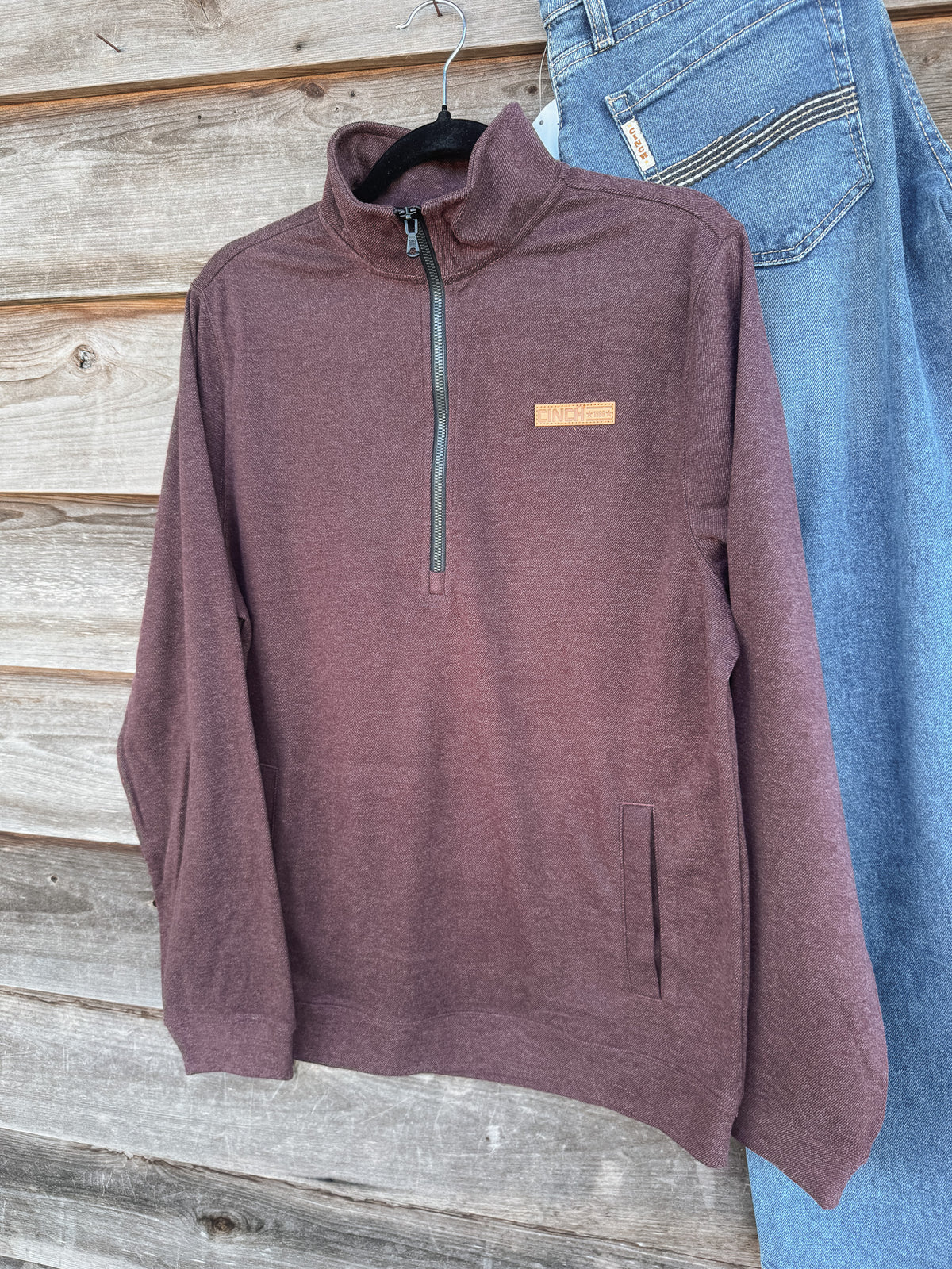 Cinch | Men's 1/2 Zip Logo Twill Pullover in Purple