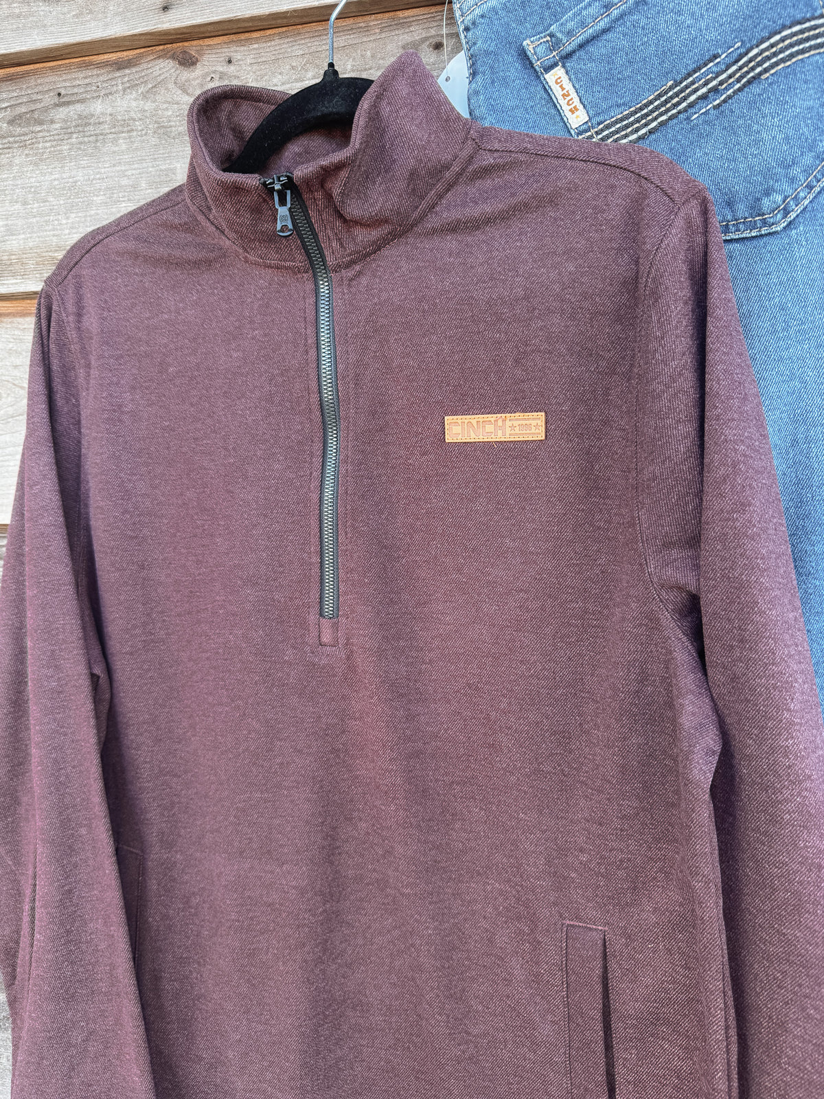 Cinch | Men's 1/2 Zip Logo Twill Pullover in Purple