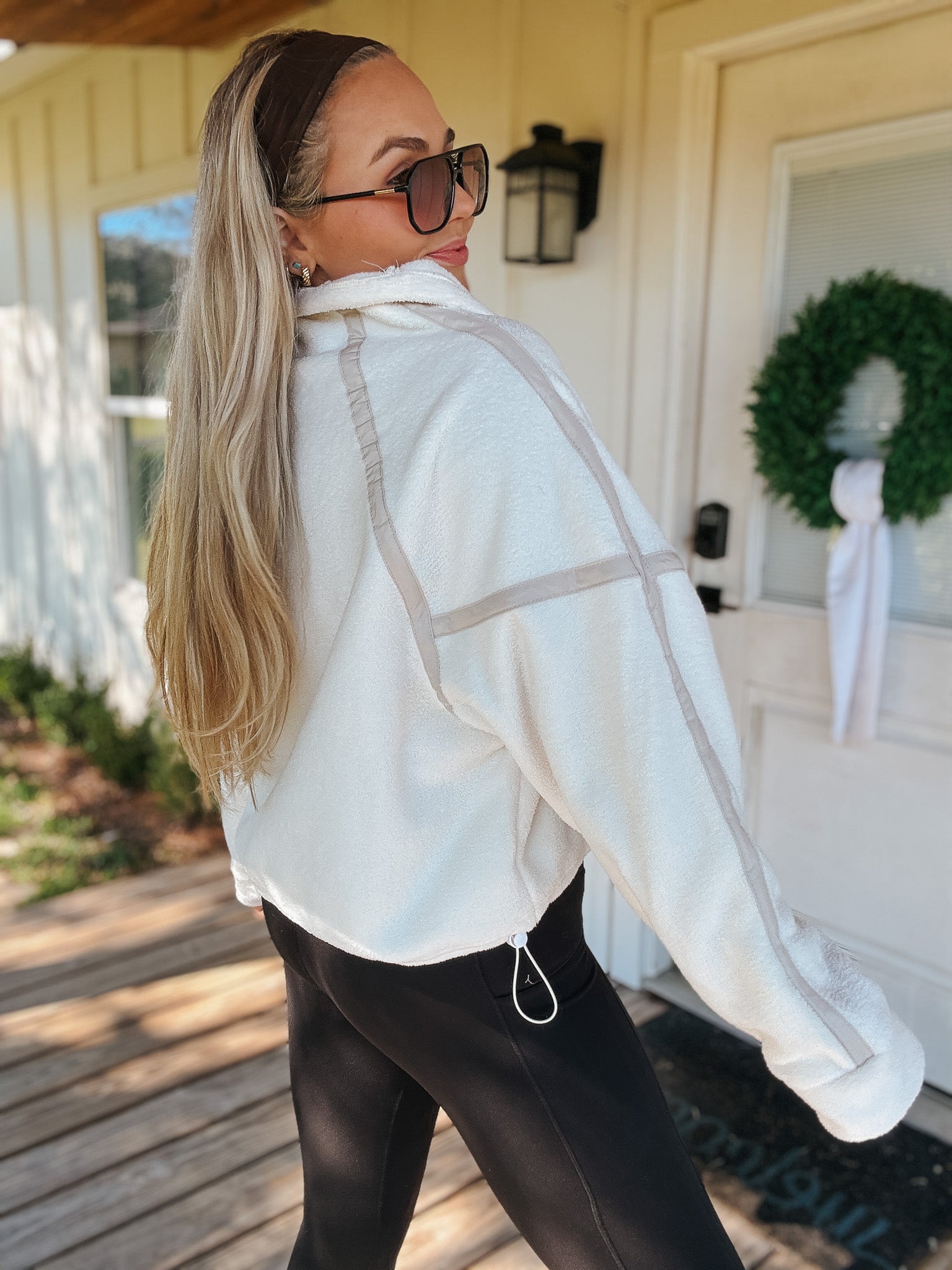 I Love It Here Ivory Fleece Pullover Top