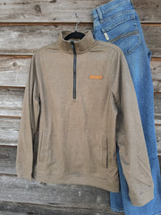 Cinch | Men's 1/2 Zip Logo Twill Pullover in Brown