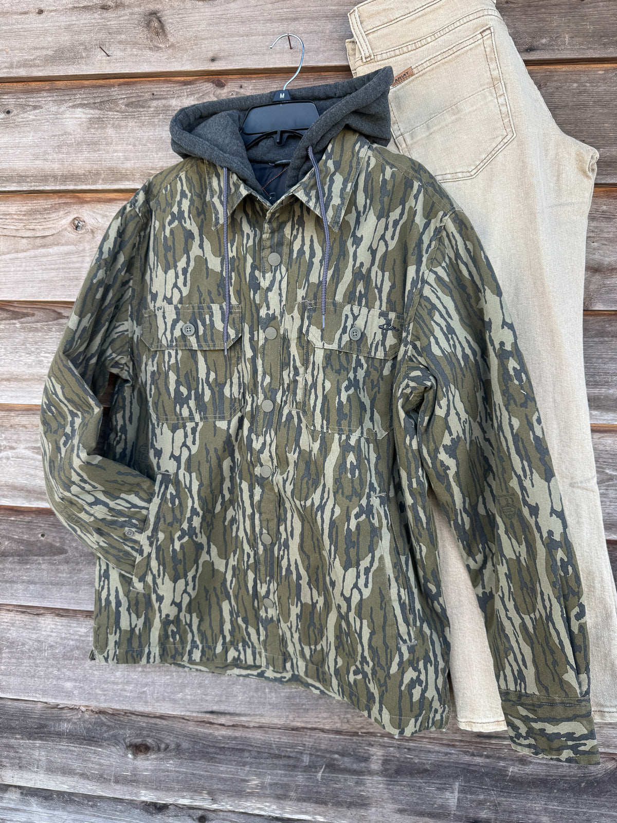 Drake | Campfire Canvas Shirt Jac Hoodie in Bottomland