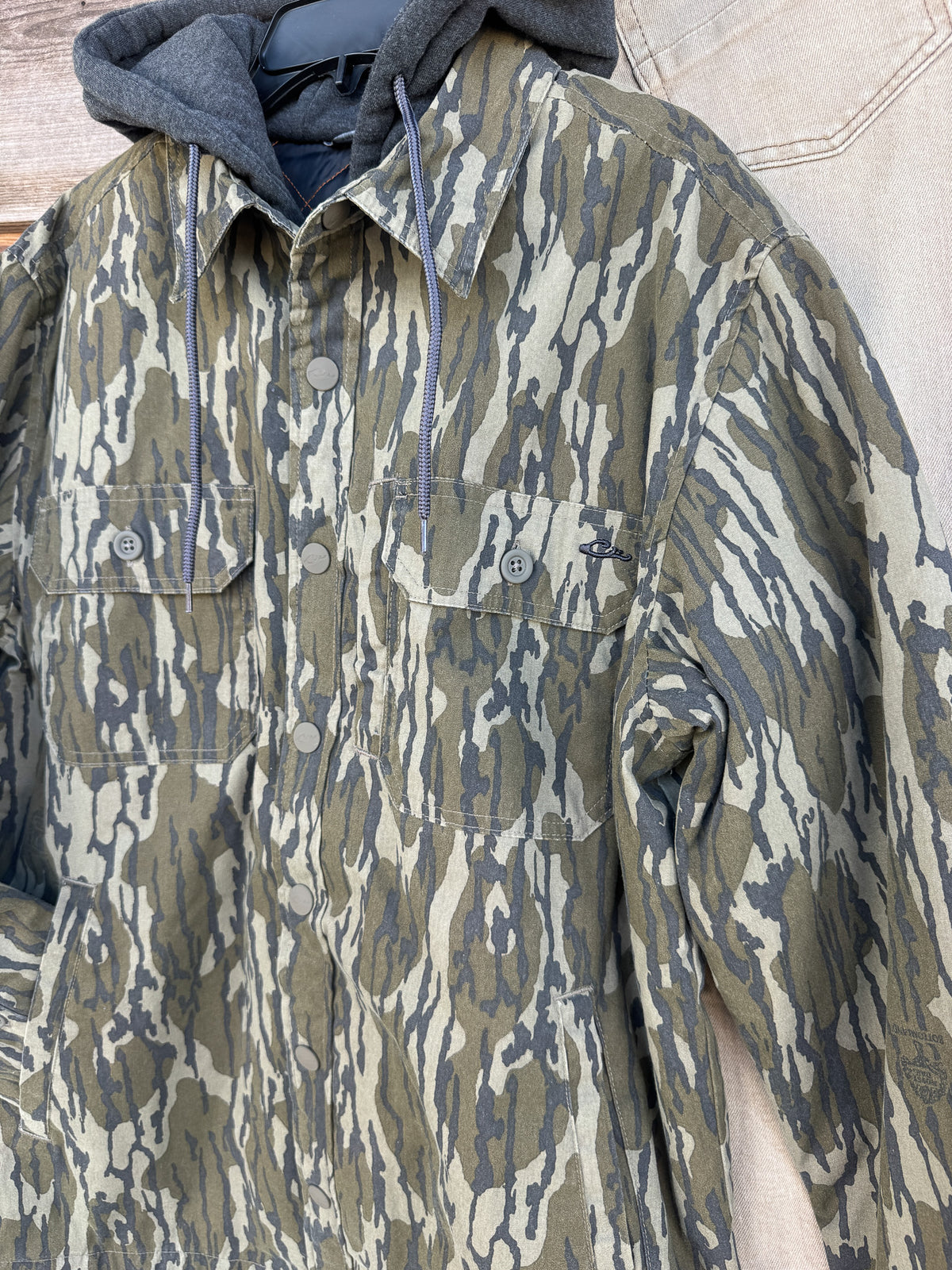 Drake | Campfire Canvas Shirt Jac Hoodie in Bottomland