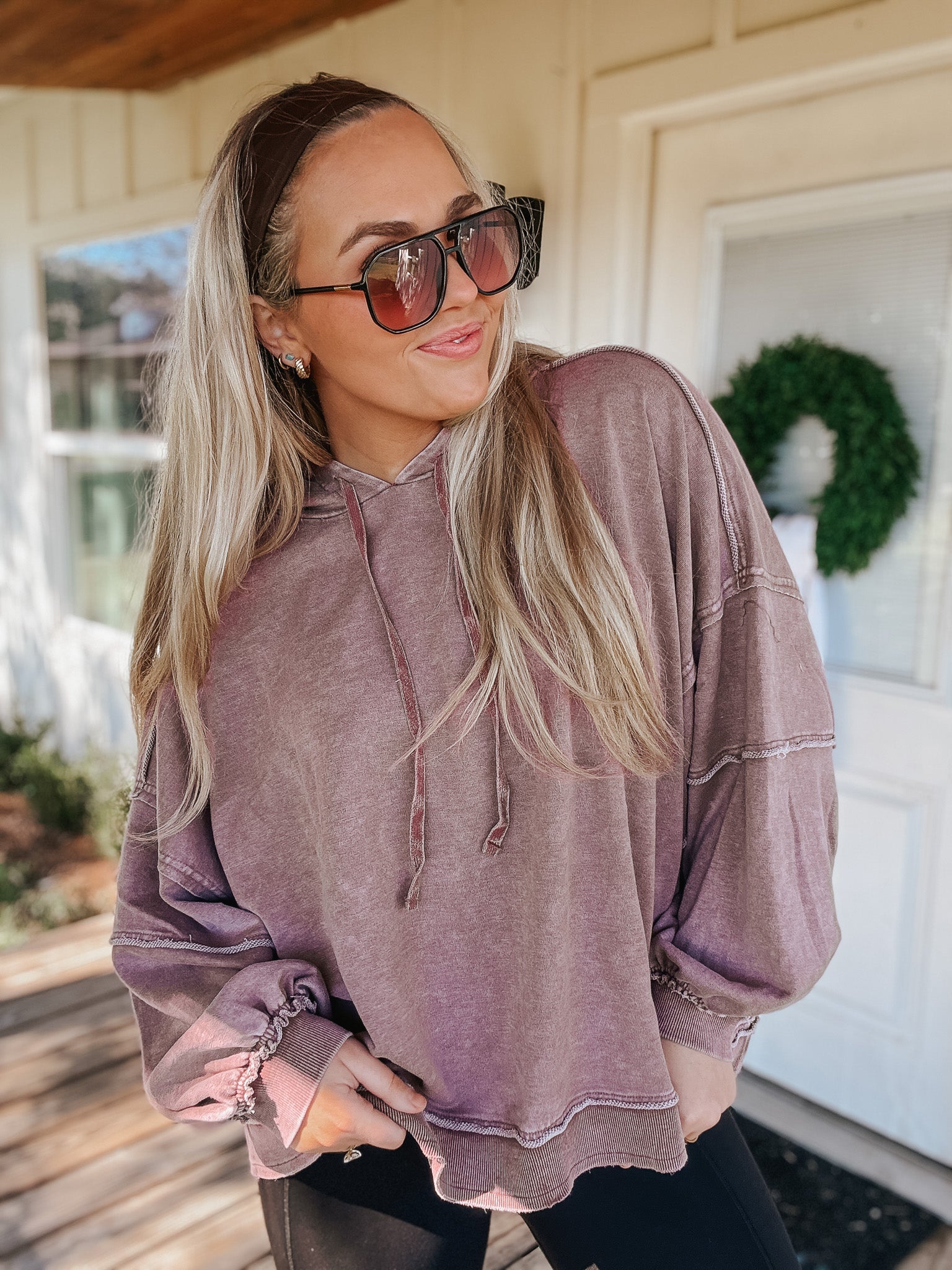 Keep Climbing Washed Mauve Pullover
