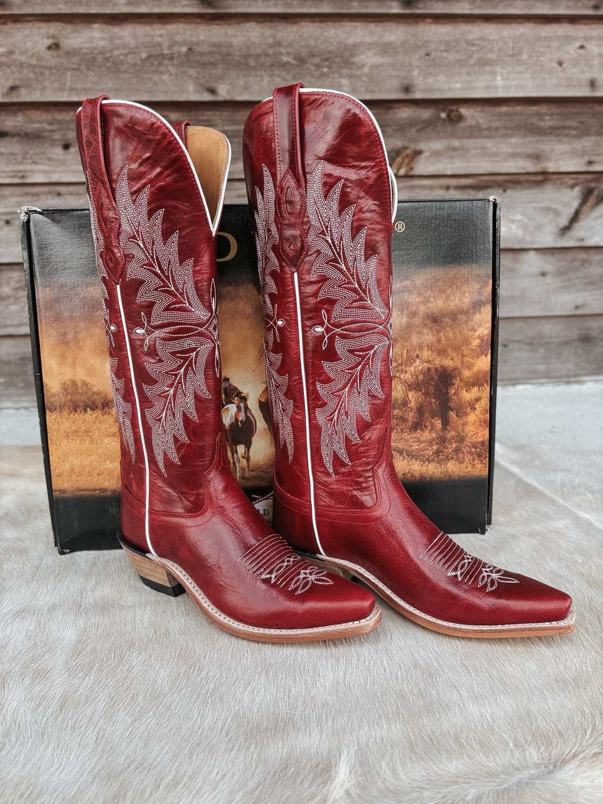 Old West | Women's Tall Snip Toe Western Boots - Red