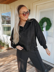 Effortless Sass Black Scuba Pullover