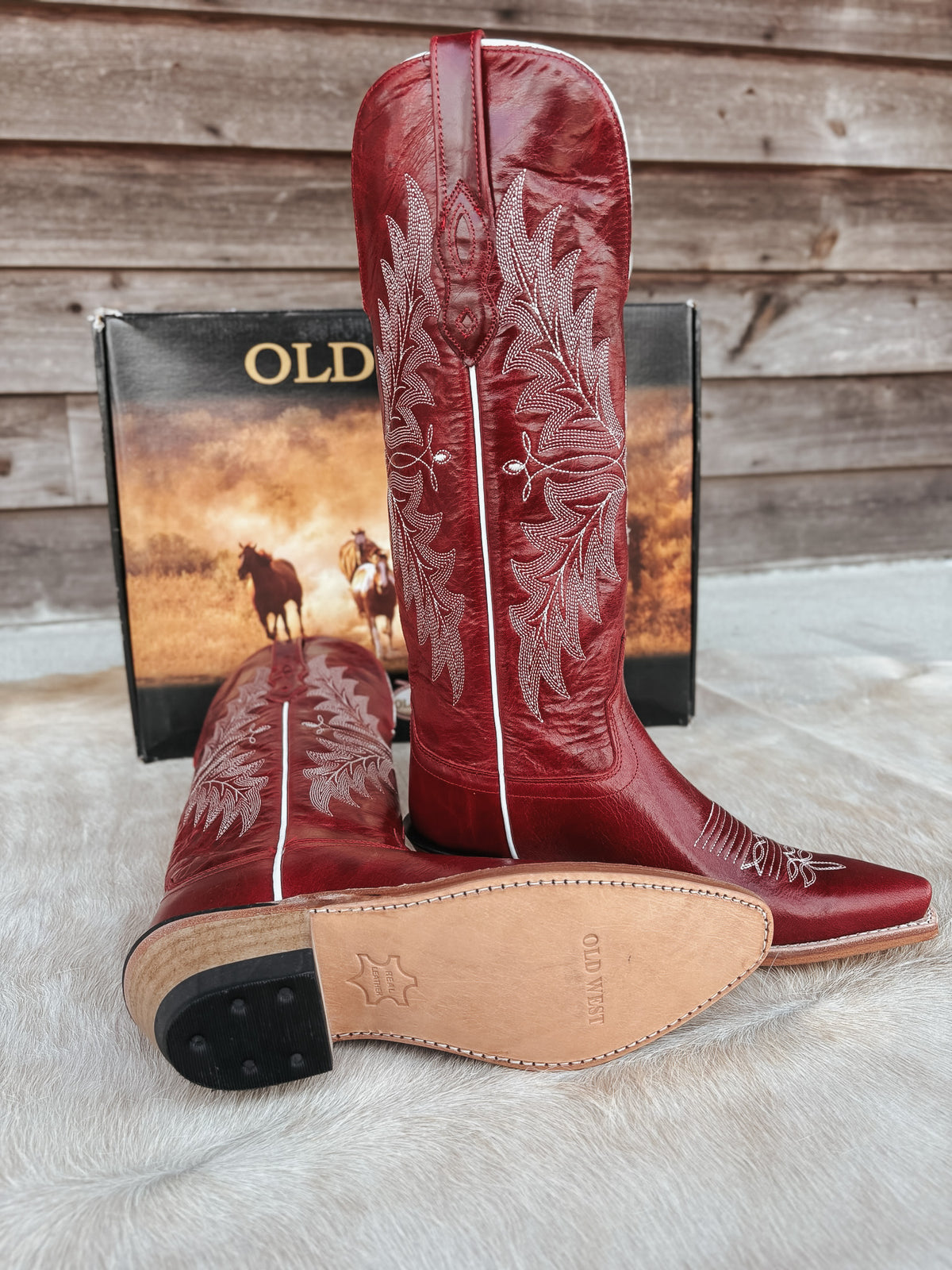 Old West | Women's Tall Snip Toe Western Boots - Red