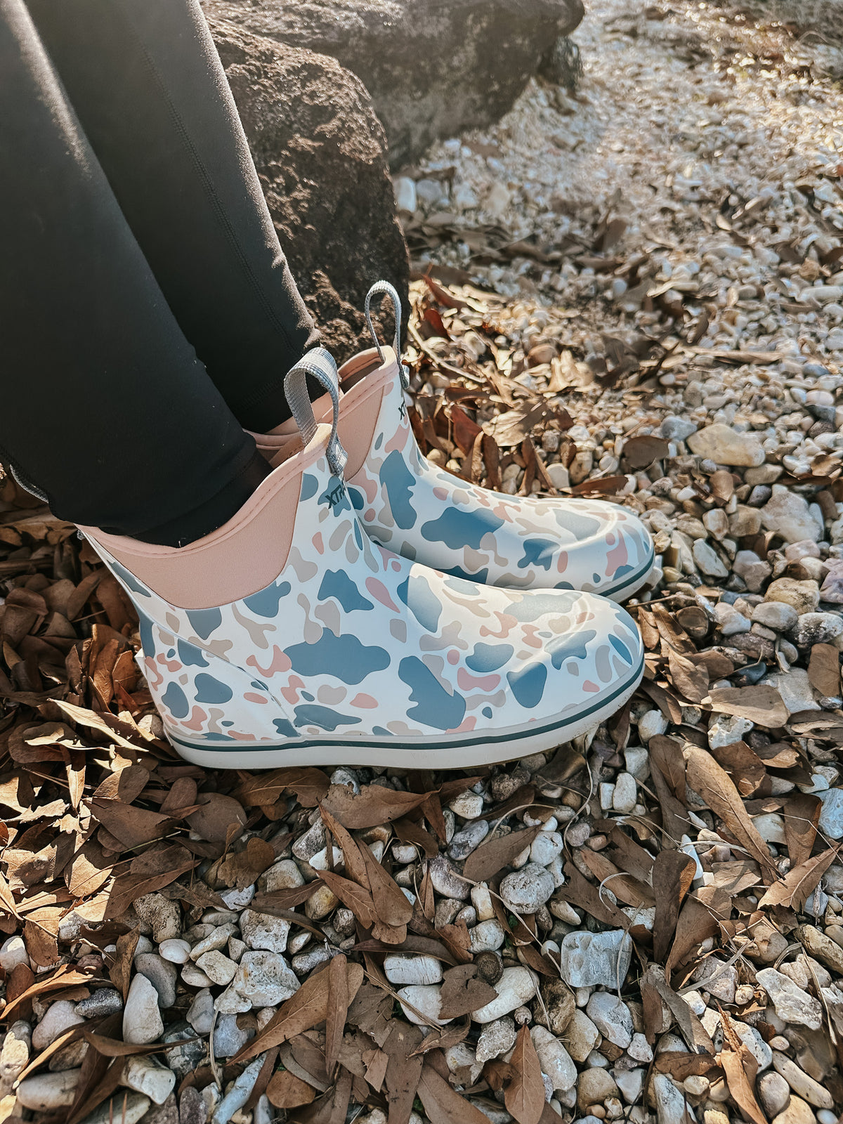 Women's Xtratuf Ankle Deck Boots in Ivory Duck Camo