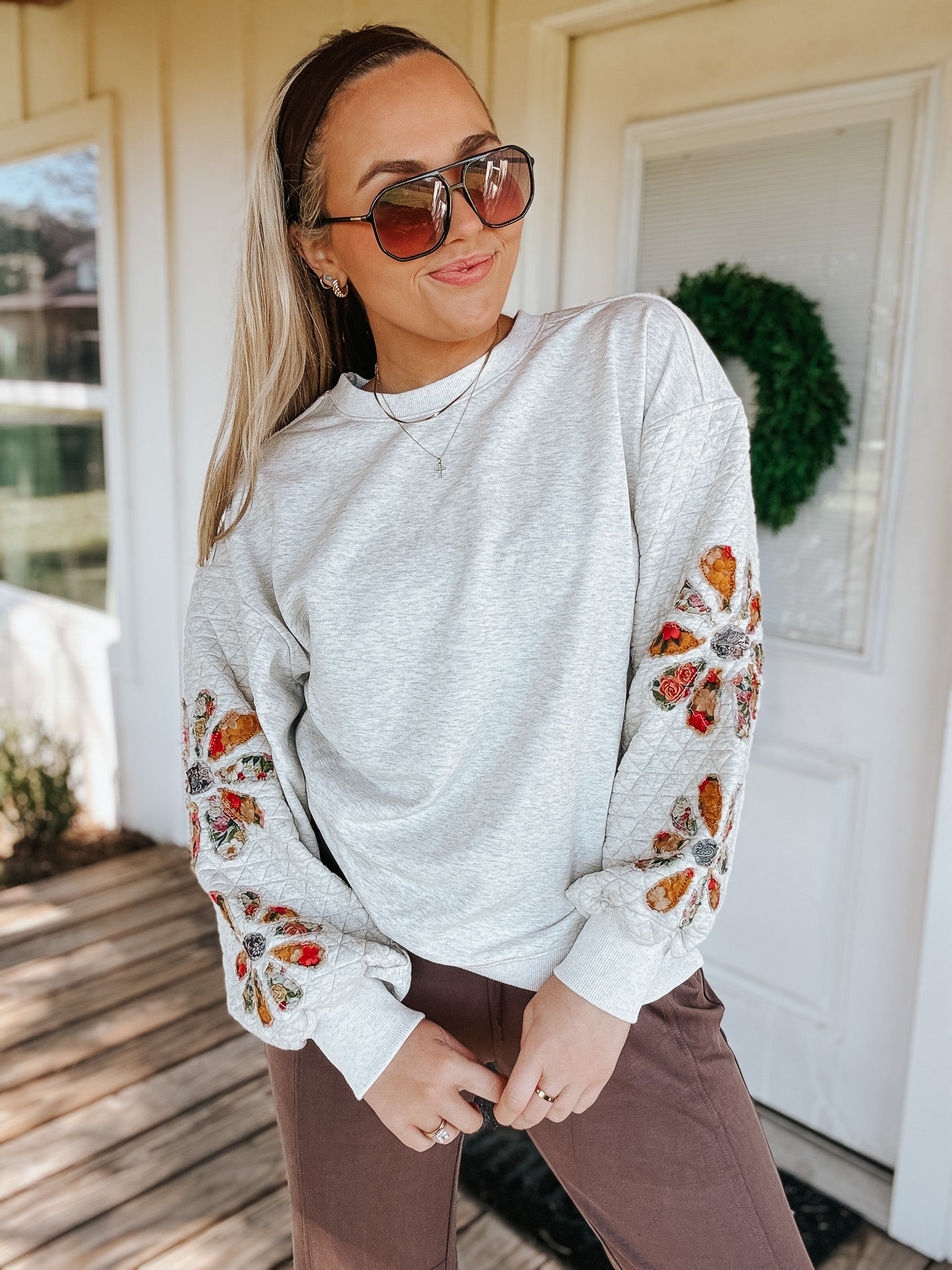 Flower Day Heather Grey Sweatshirt
