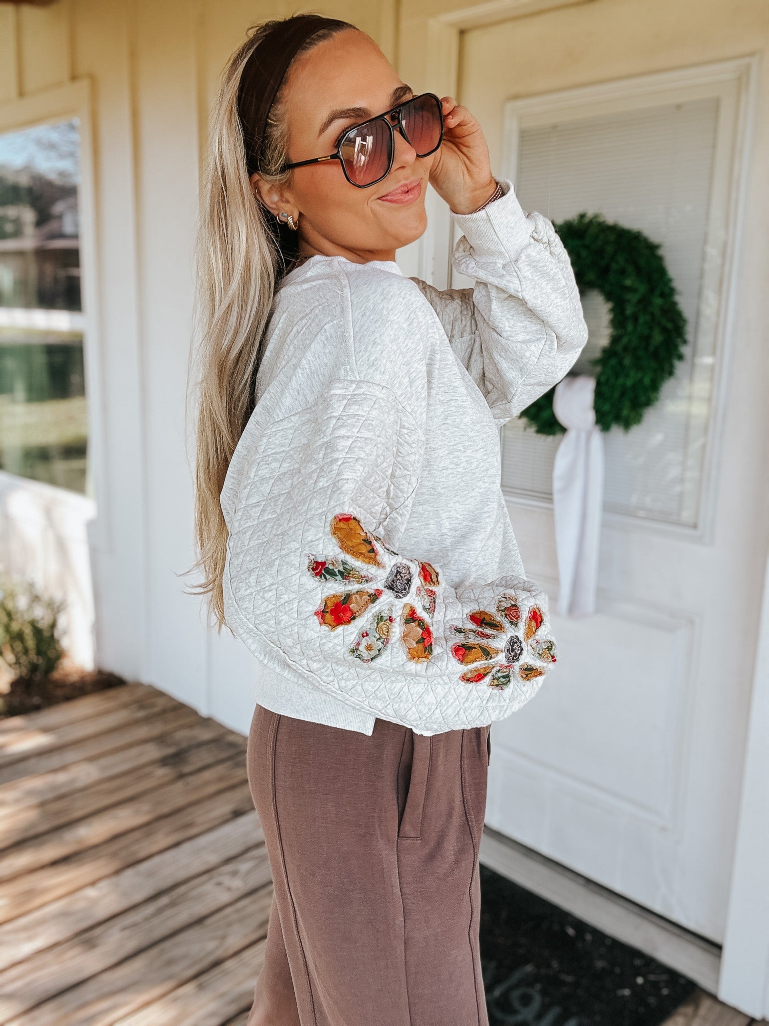 Flower Day Heather Grey Sweatshirt