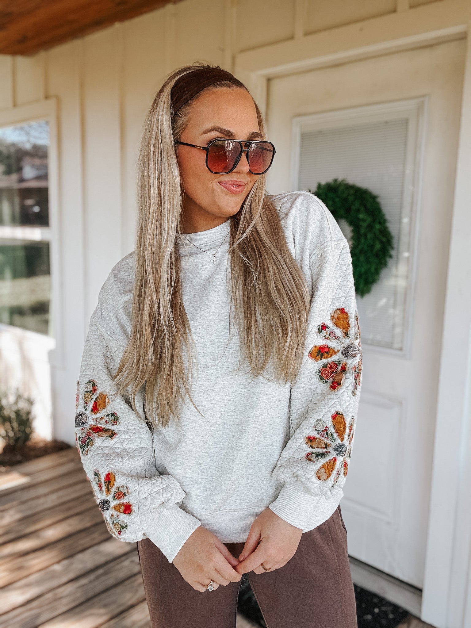Flower Day Heather Grey Sweatshirt