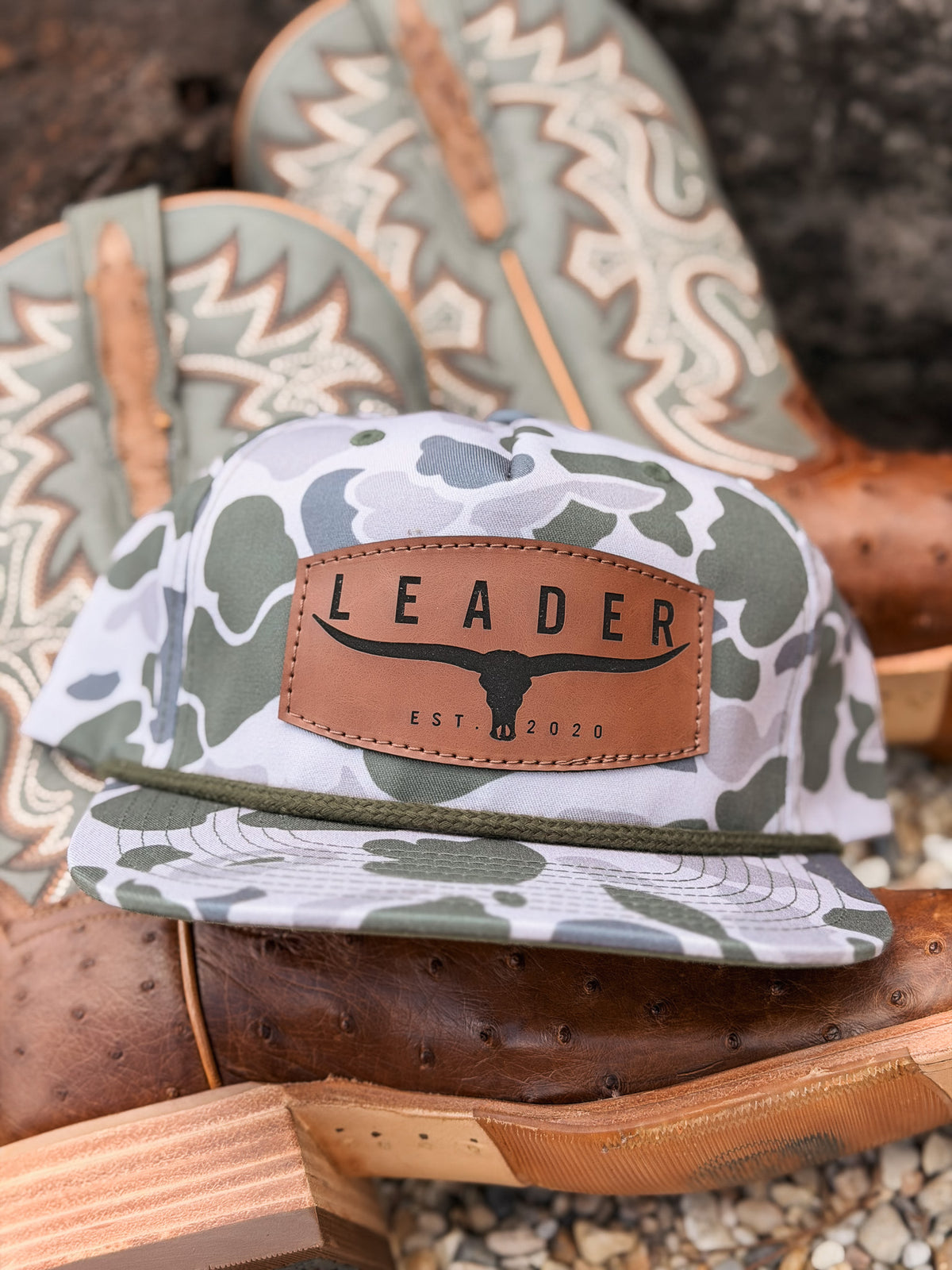 Leader Snapback Cap in Green Old School Camo